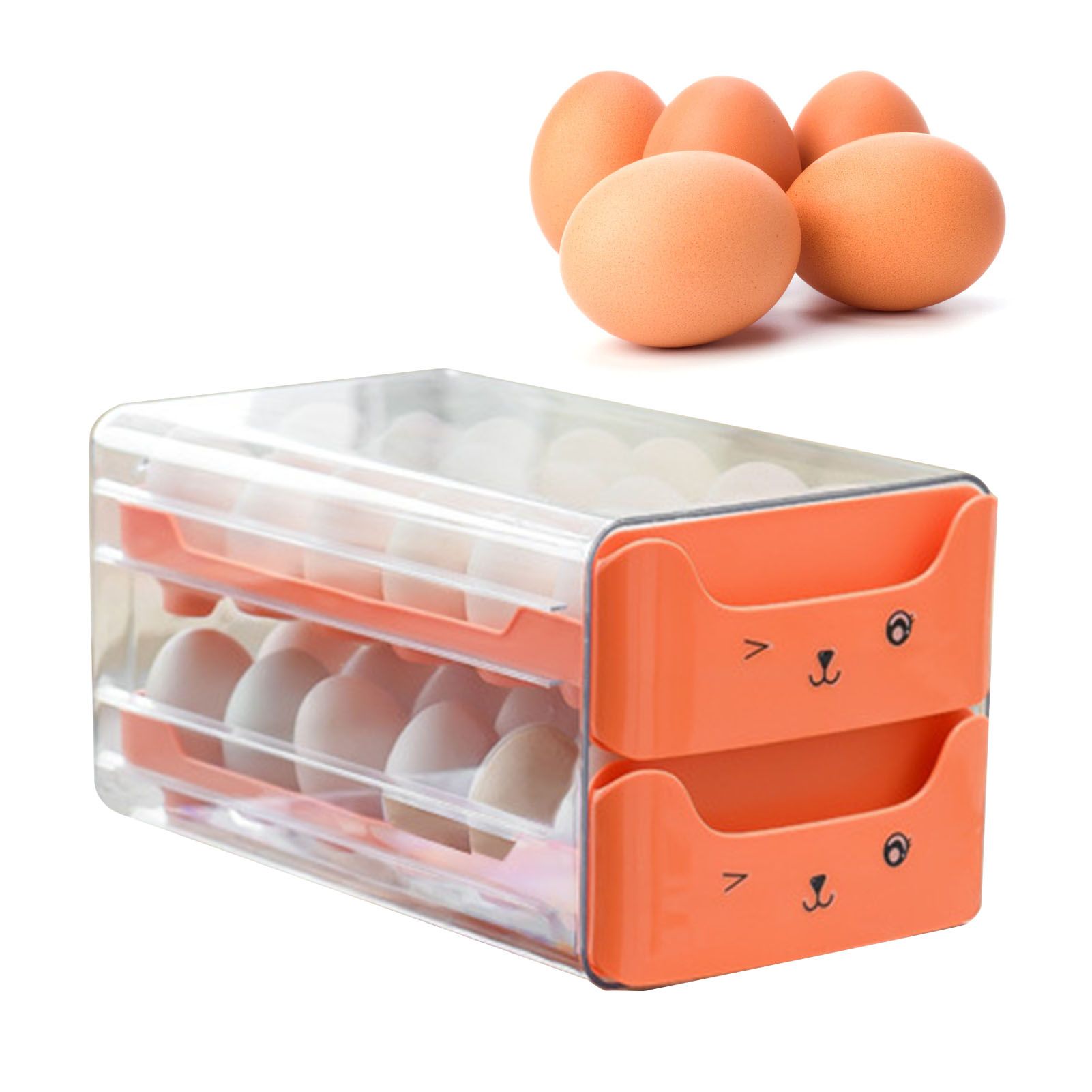Double Layer Egg Drawer Transparent Lengthen Independent Slot Egg Holder Egg Storage Container for Refrigerator Orange - Image 7