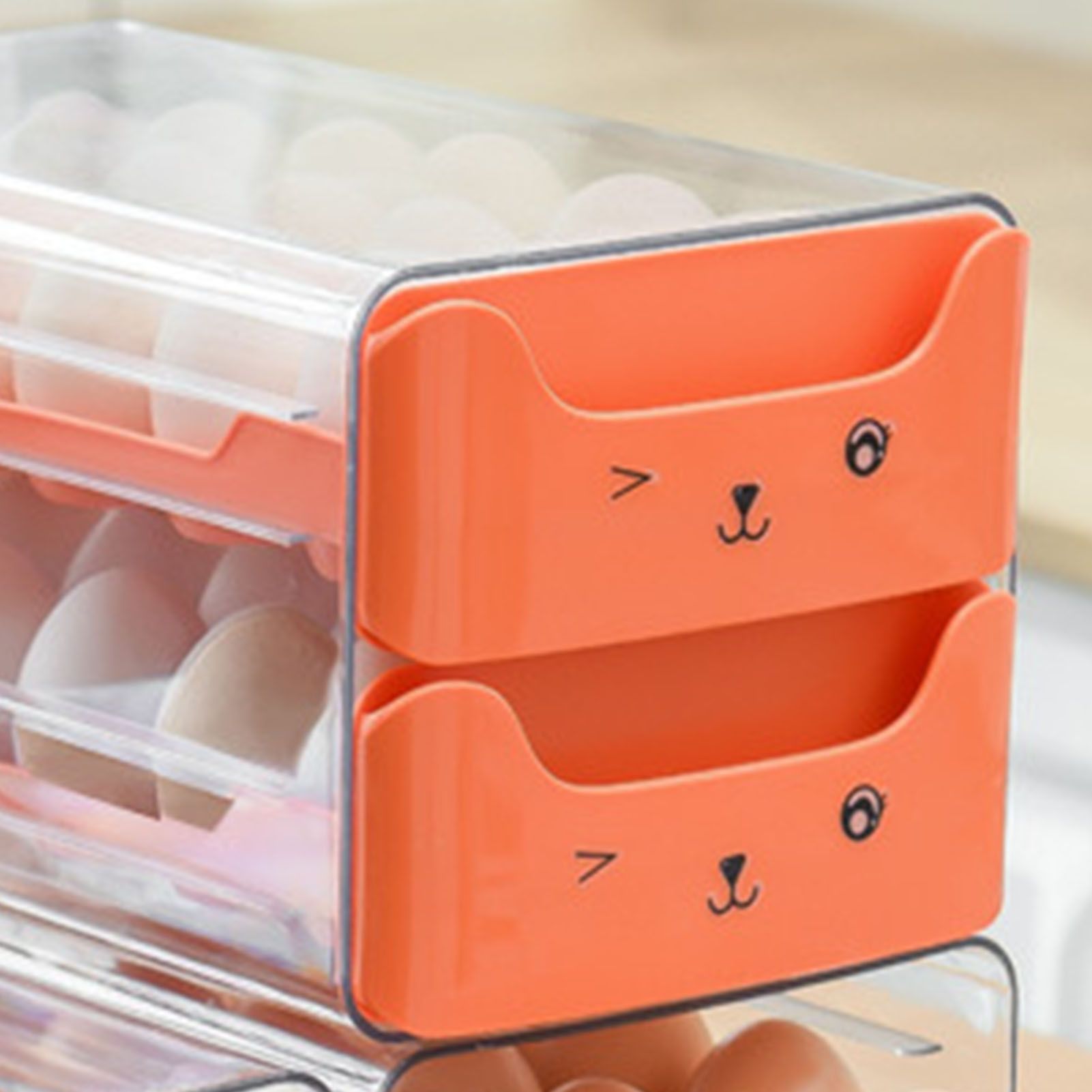 Double Layer Egg Drawer Transparent Lengthen Independent Slot Egg Holder Egg Storage Container for Refrigerator Orange - Image 8