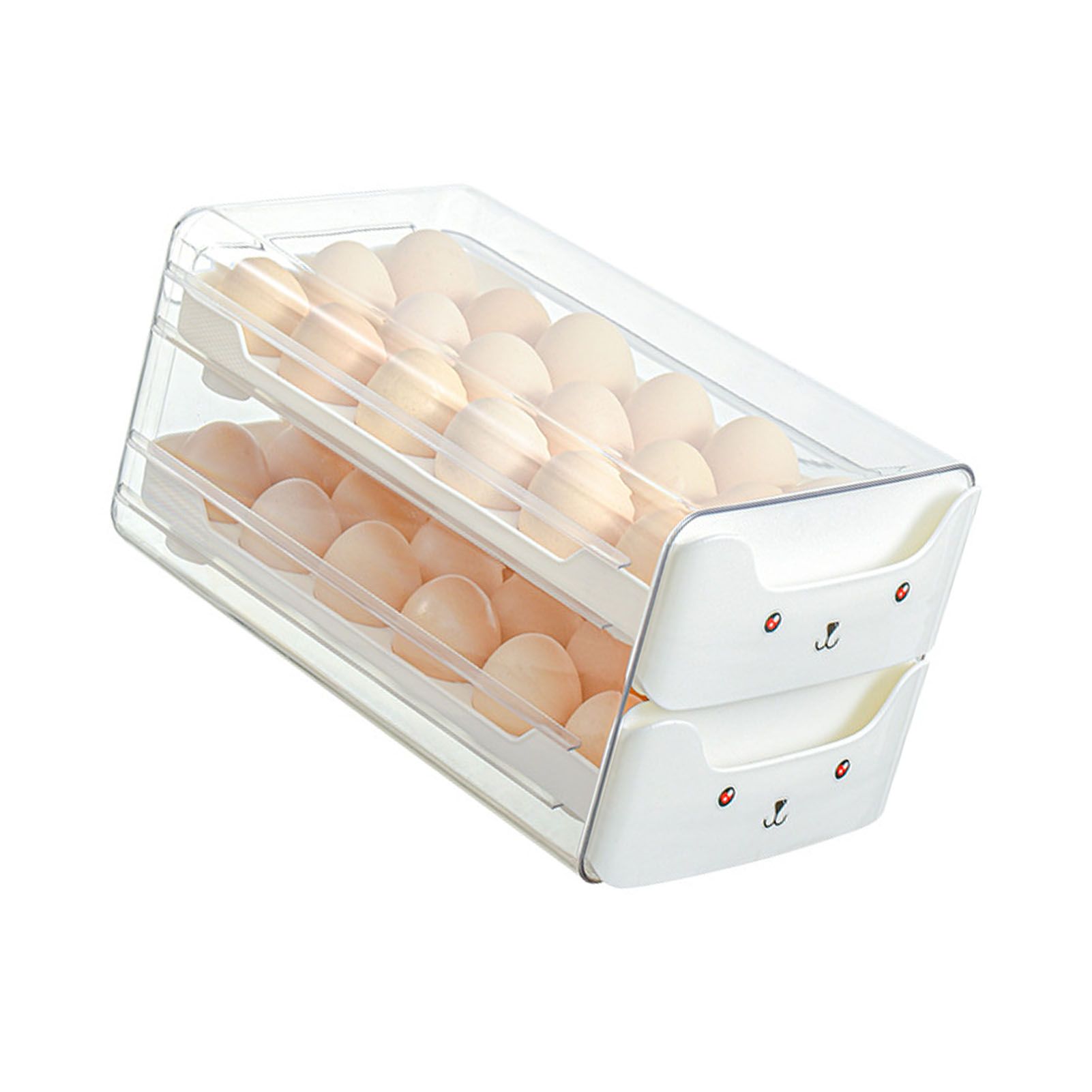 Double Layer Egg Drawer Transparent Lengthen Independent Slot Egg Holder Egg Storage Container for Refrigerator White - Image 4