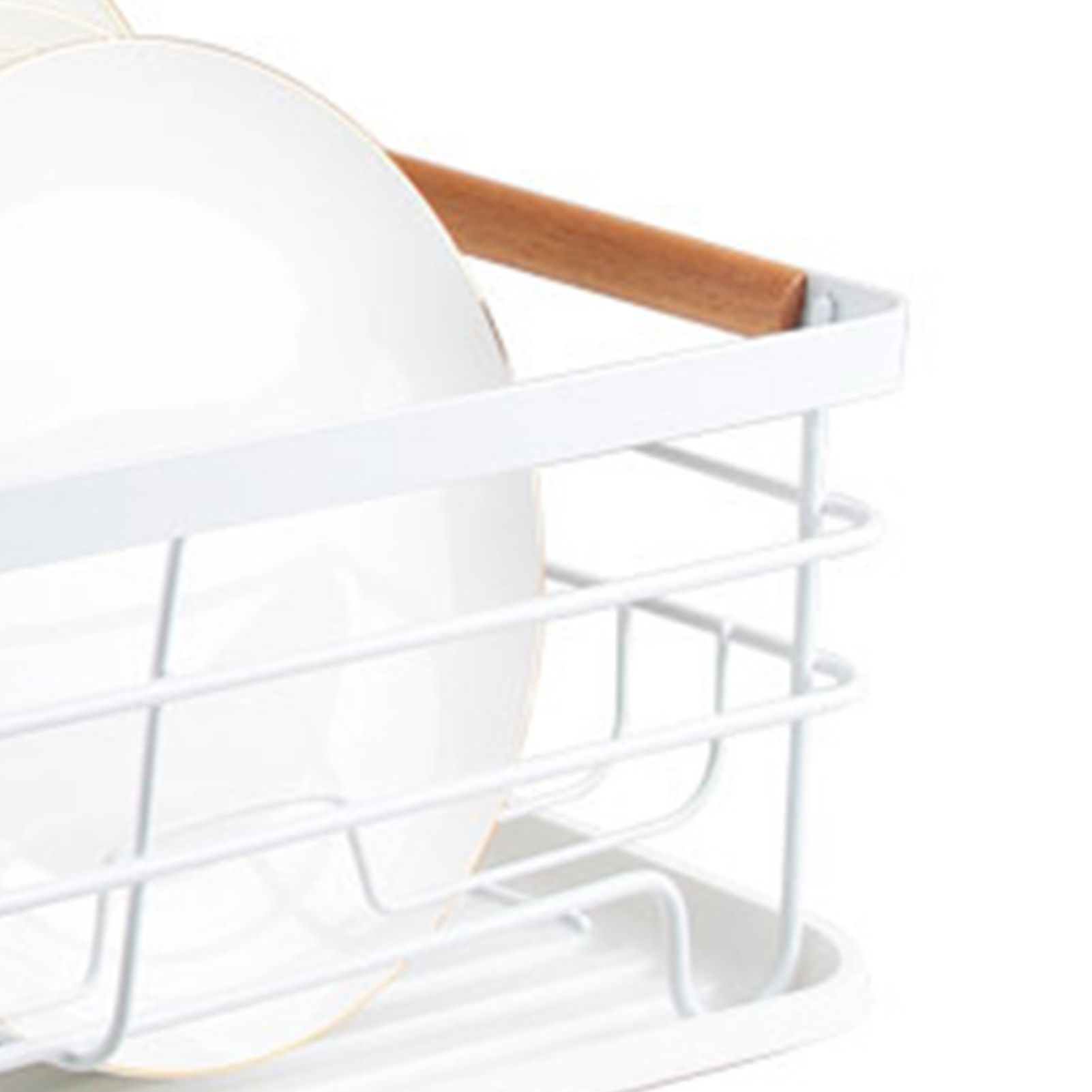 Dish Drainer Kitchen Monolayer Waterproof Cutlery Shelf Tabletop Utensil Storage Shelf White - Image 7