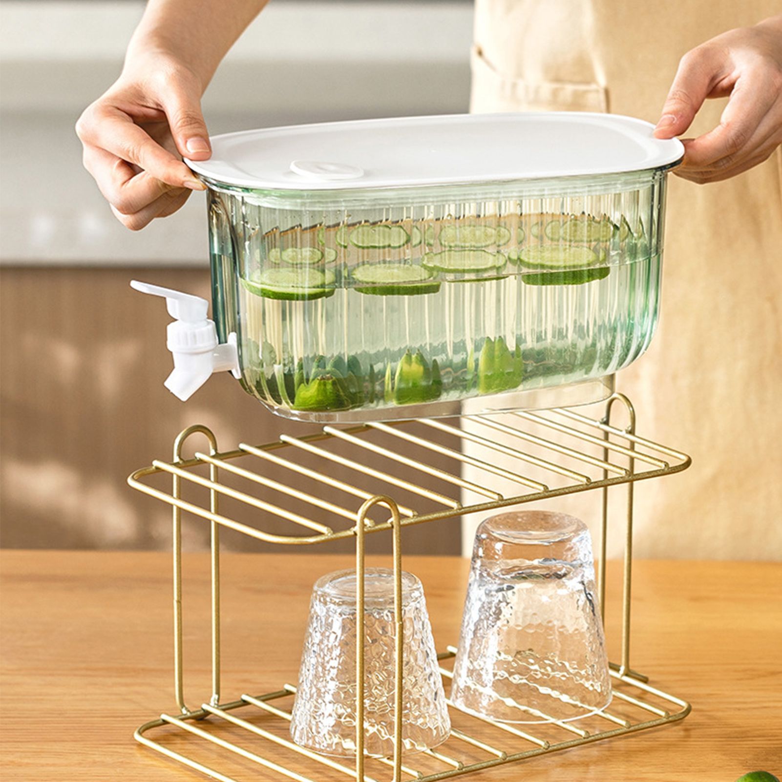 Beverage Drink Dispenser Large Capacity Food Grade Thickened Leakage Proof Cold Kettle with Faucet for Home Green - Image 2