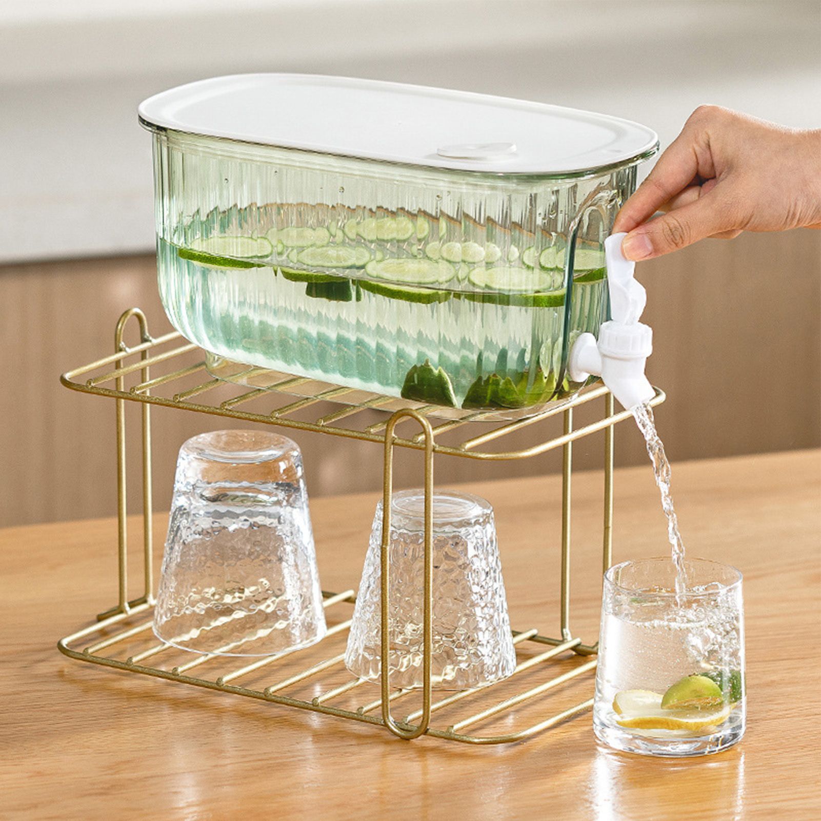 Beverage Drink Dispenser Large Capacity Food Grade Thickened Leakage Proof Cold Kettle with Faucet for Home Green - Image 5