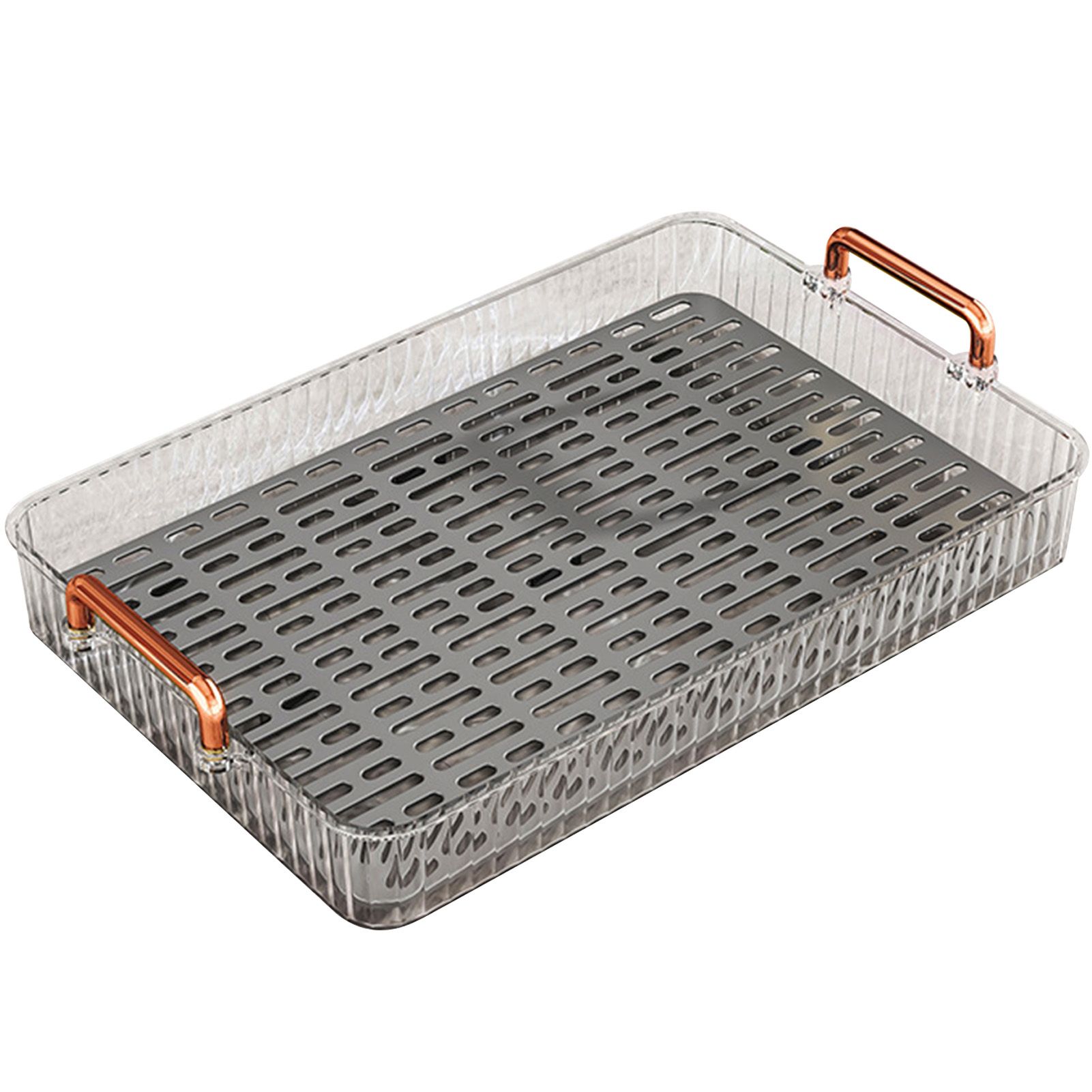 Water Drainage Tea Tray Double Layer Large Capacity Rectangular Cup Drain Board with Handle for Living Room S White - Image 1