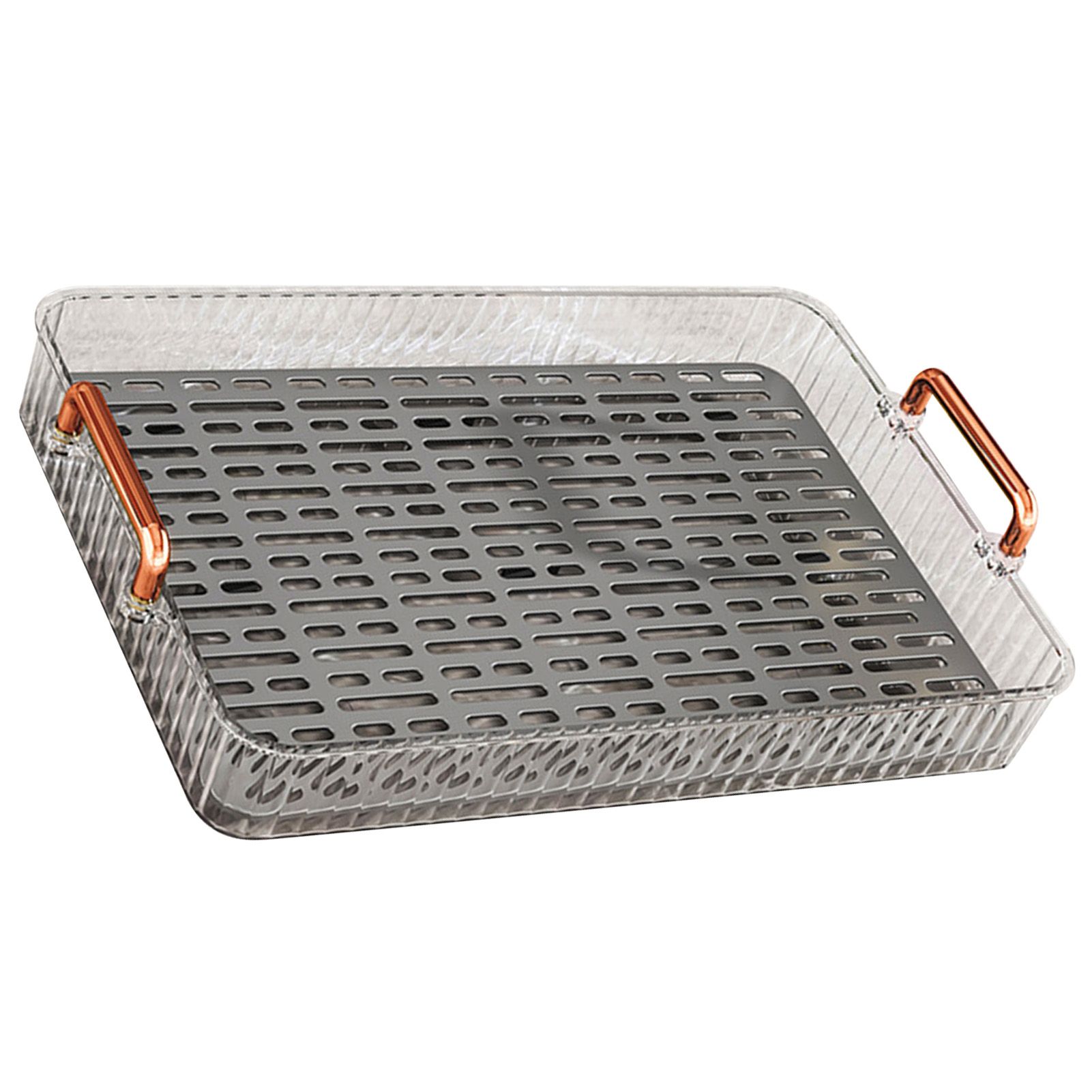 Water Drainage Tea Tray Double Layer Large Capacity Rectangular Cup Drain Board with Handle for Living Room S White - Image 2