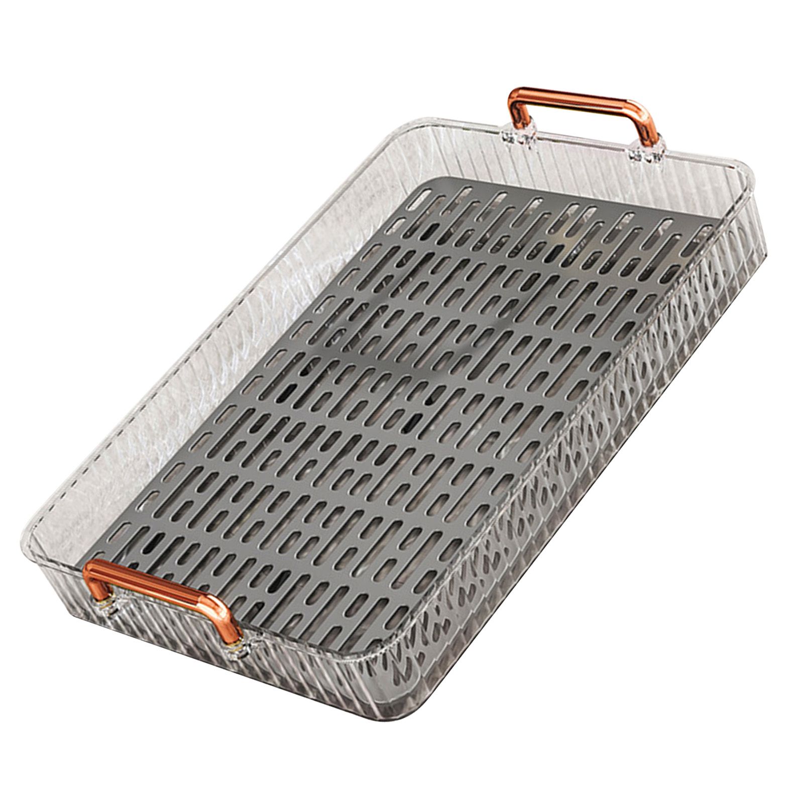 Water Drainage Tea Tray Double Layer Large Capacity Rectangular Cup Drain Board with Handle for Living Room S White - Image 3
