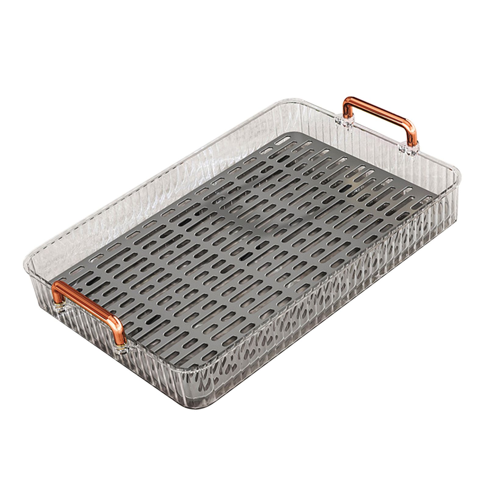 Water Drainage Tea Tray Double Layer Large Capacity Rectangular Cup Drain Board with Handle for Living Room S White - Image 4