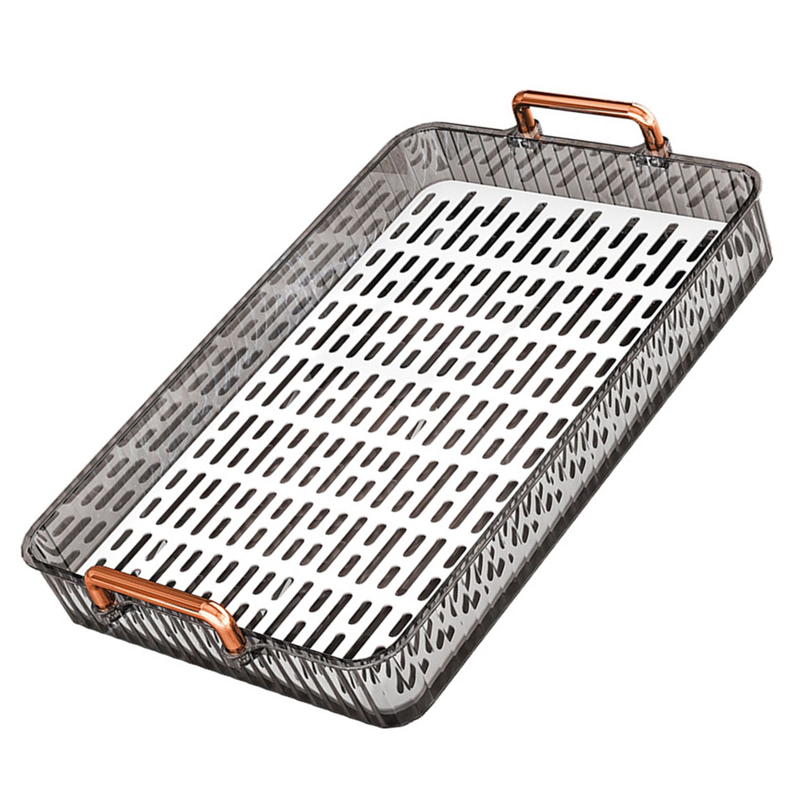 Water Drainage Tea Tray Double Layer Large Capacity Rectangular Cup Drain Board with Handle for Living Room S Gray - Image 3