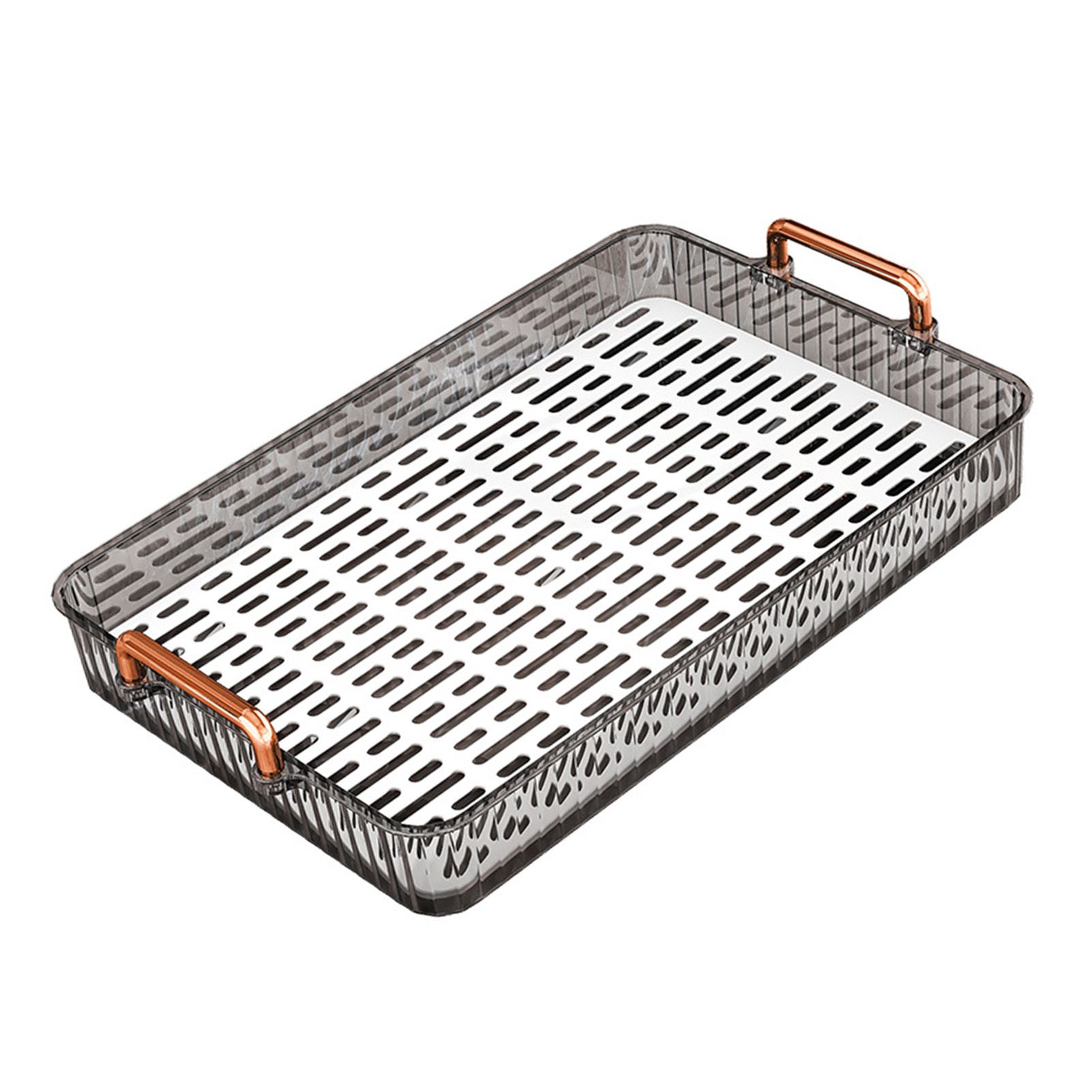 Water Drainage Tea Tray Double Layer Large Capacity Rectangular Cup Drain Board with Handle for Living Room S Gray - Image 4