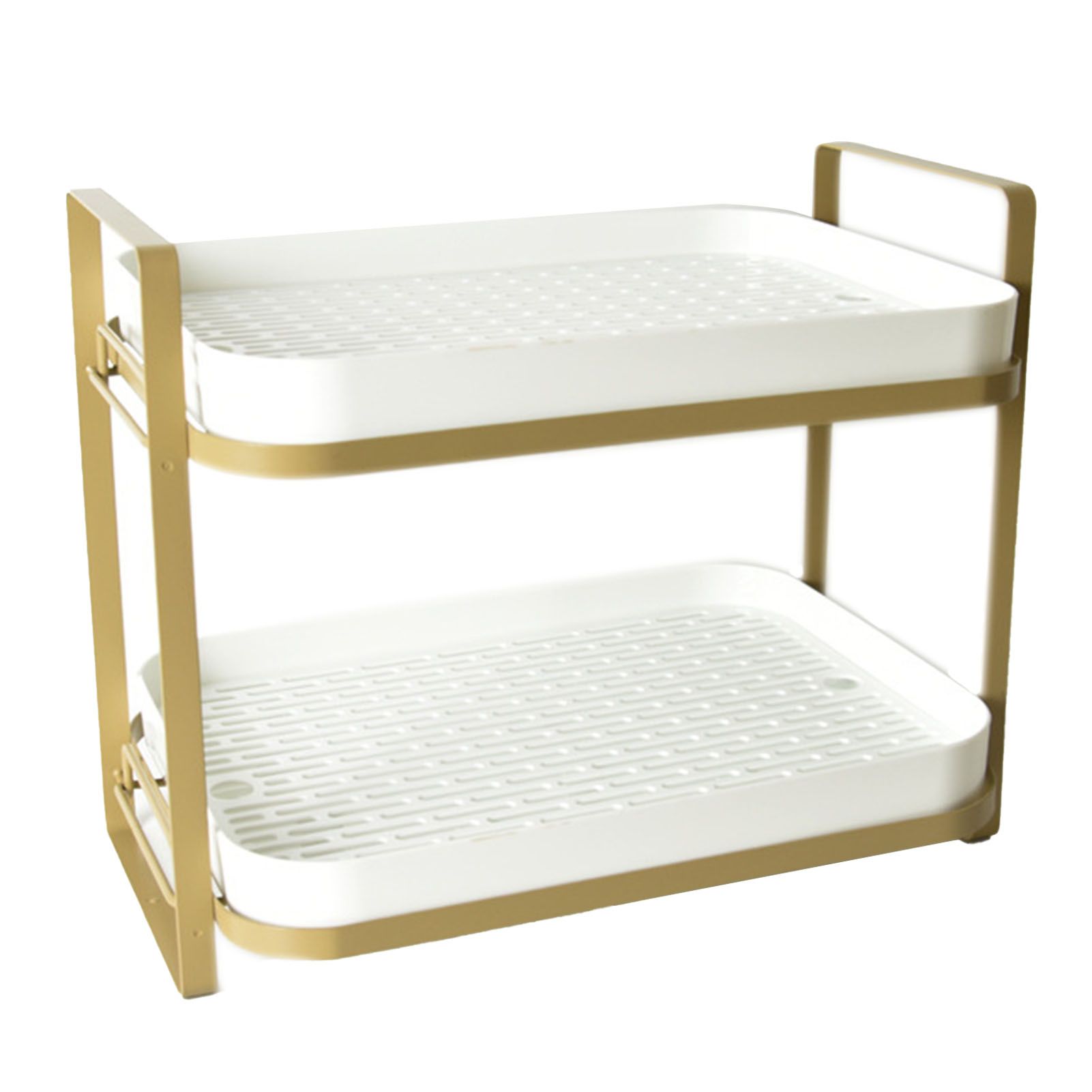 Double Layer Coffee Mug Holder Large Capacity Tea Set Storage Rack Kitchen Tray Drain Box Mug Stand White - Image 1