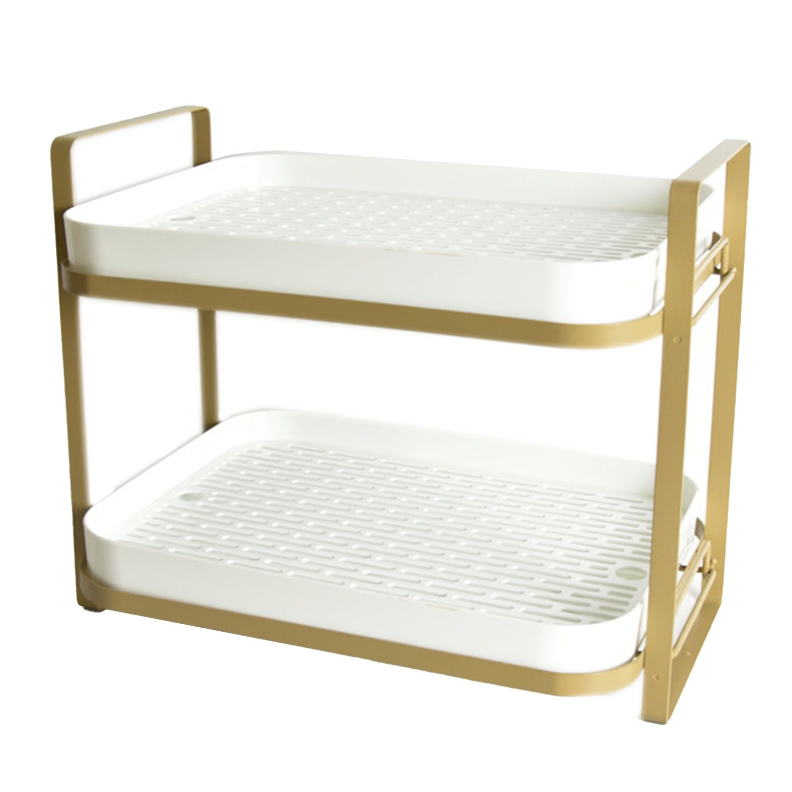 Double Layer Coffee Mug Holder Large Capacity Tea Set Storage Rack Kitchen Tray Drain Box Mug Stand White - Image 2