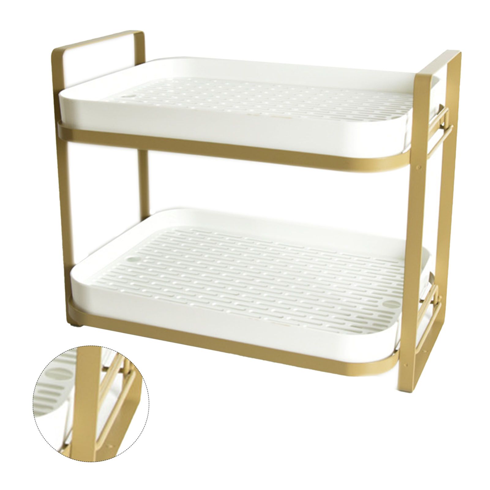 Double Layer Coffee Mug Holder Large Capacity Tea Set Storage Rack Kitchen Tray Drain Box Mug Stand White - Image 3