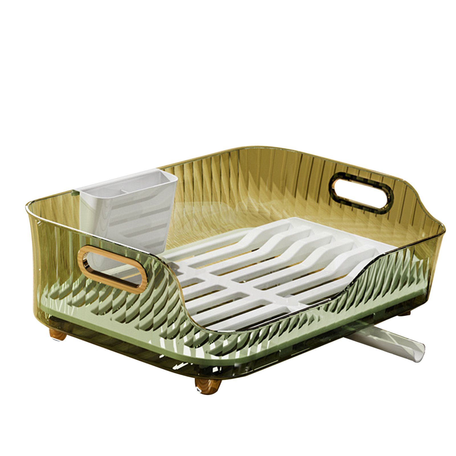 Dish Drying Rack Plastic Visualize Diversion Effluent Dish Diversion Rack for Chopsticks Bowl Plate Spoon Transparent Green - Image 1