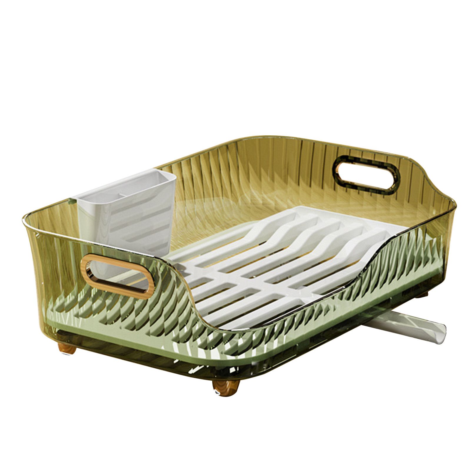 Dish Drying Rack Plastic Visualize Diversion Effluent Dish Diversion Rack for Chopsticks Bowl Plate Spoon Transparent Green - Image 2
