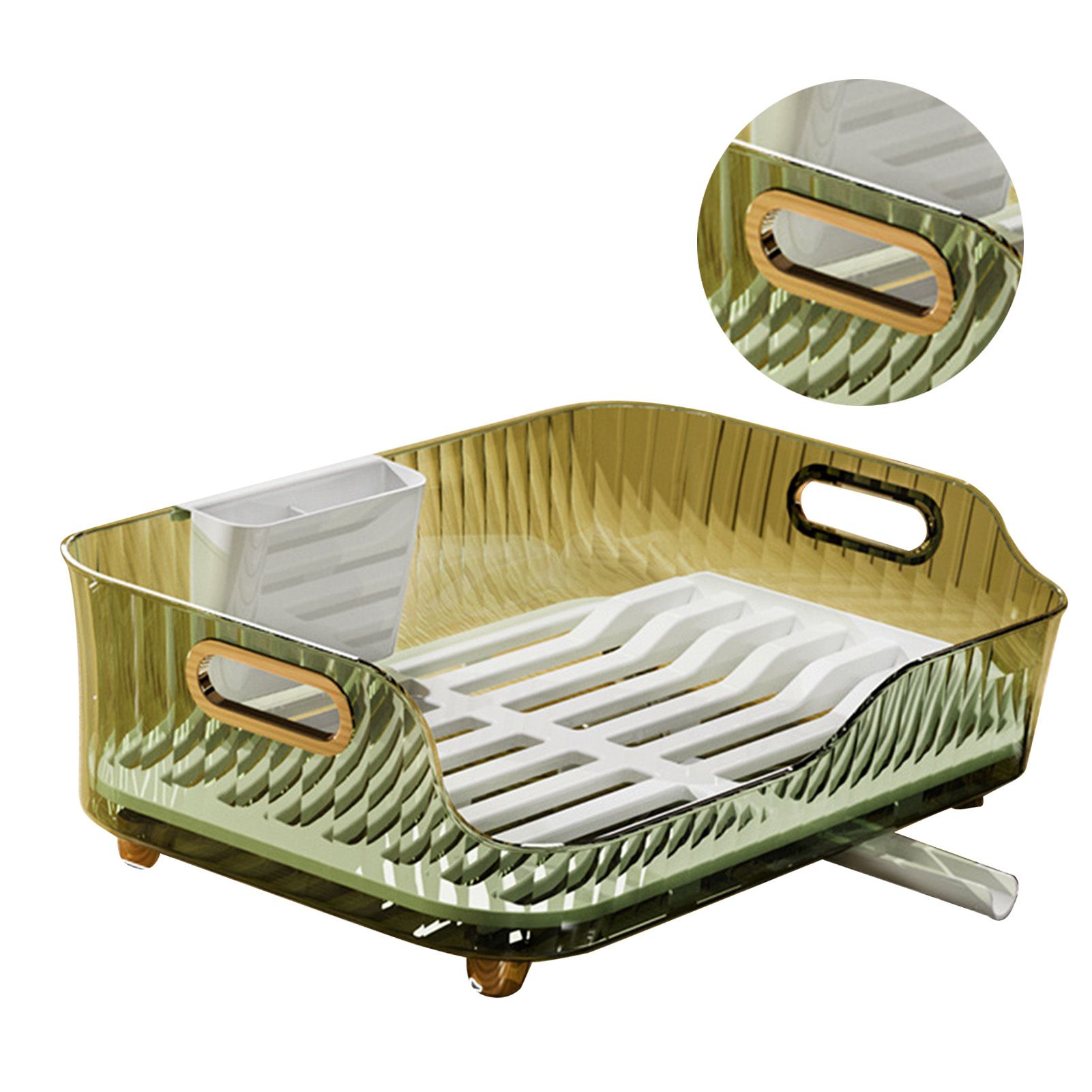 Dish Drying Rack Plastic Visualize Diversion Effluent Dish Diversion Rack for Chopsticks Bowl Plate Spoon Transparent Green - Image 3