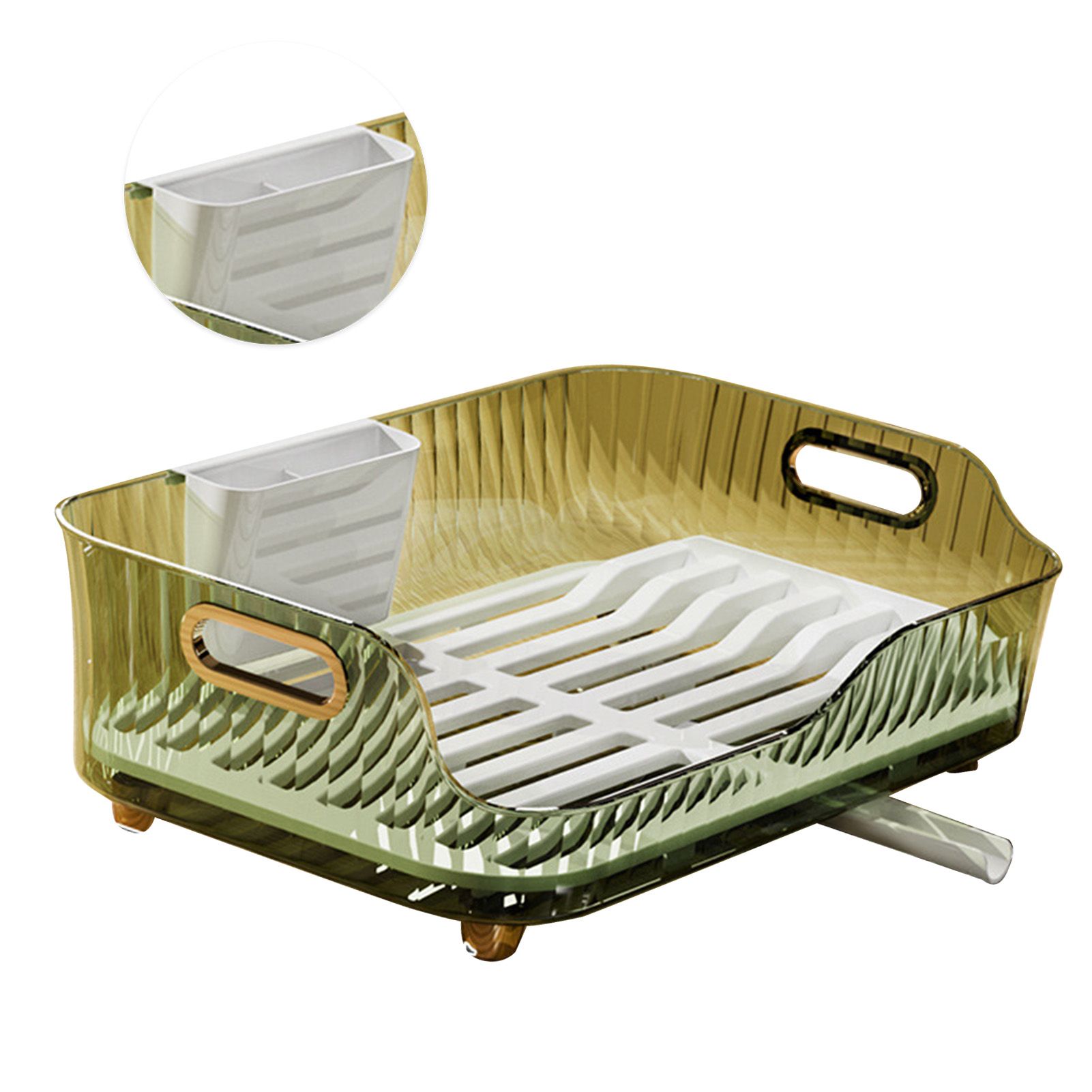 Dish Drying Rack Plastic Visualize Diversion Effluent Dish Diversion Rack for Chopsticks Bowl Plate Spoon Transparent Green - Image 4