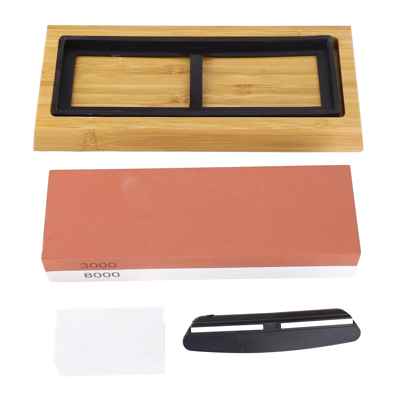 Knife Sharpening Stone 3000 8000 Grit Red White Dual Sided Wooden Base Whetstone for Kitchen Home Restaurant - Image 1