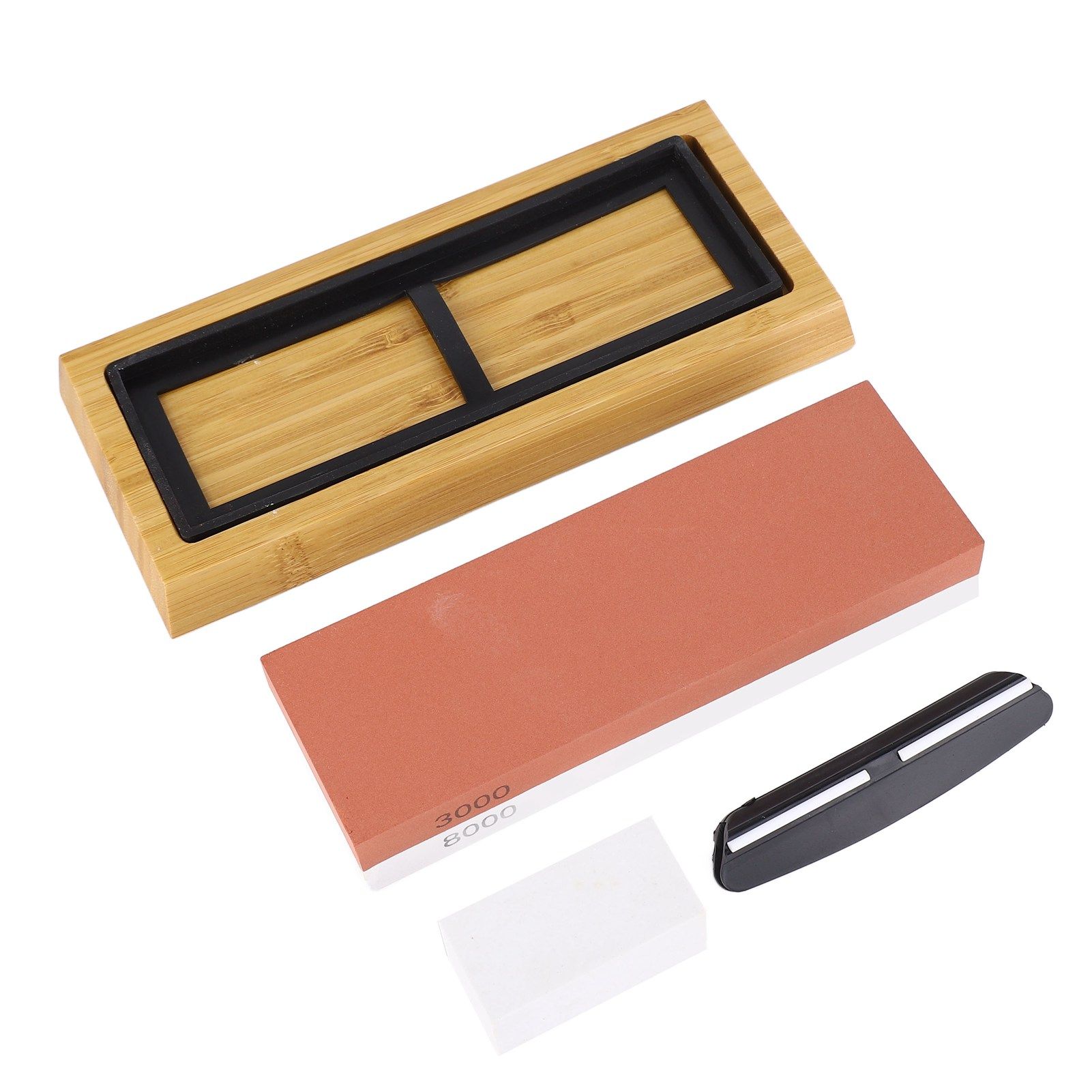 Knife Sharpening Stone 3000 8000 Grit Red White Dual Sided Wooden Base Whetstone for Kitchen Home Restaurant - Image 2