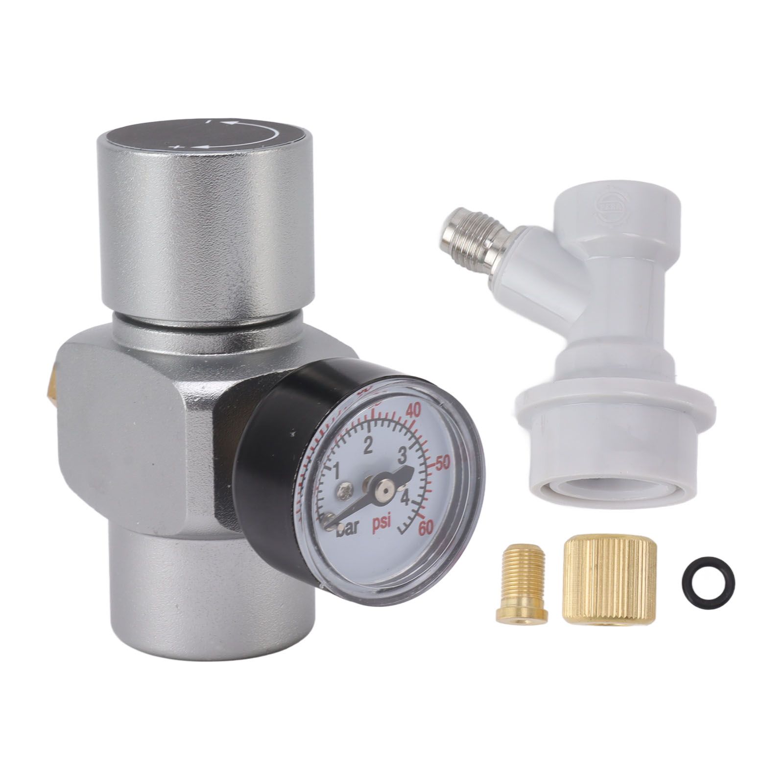 Water Pressure Reducing Valve 0‑60PSI Stainless Steel Pressure Regulator Multifunctional Hose Pressure Regulator for Homebrew - Image 1