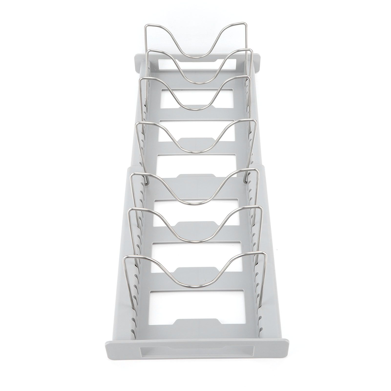 Expandable Pot Organizer Anti Slip Size Adjustable Multi Use Pot Lid Holder for Kitchen Canteen Grey - Image 2