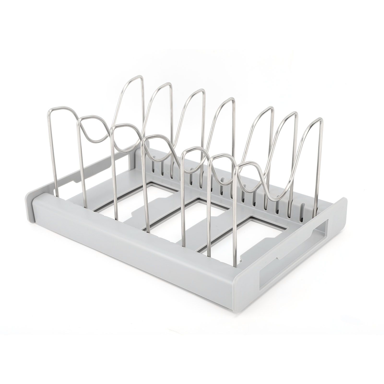 Expandable Pot Organizer Anti Slip Size Adjustable Multi Use Pot Lid Holder for Kitchen Canteen Grey - Image 7