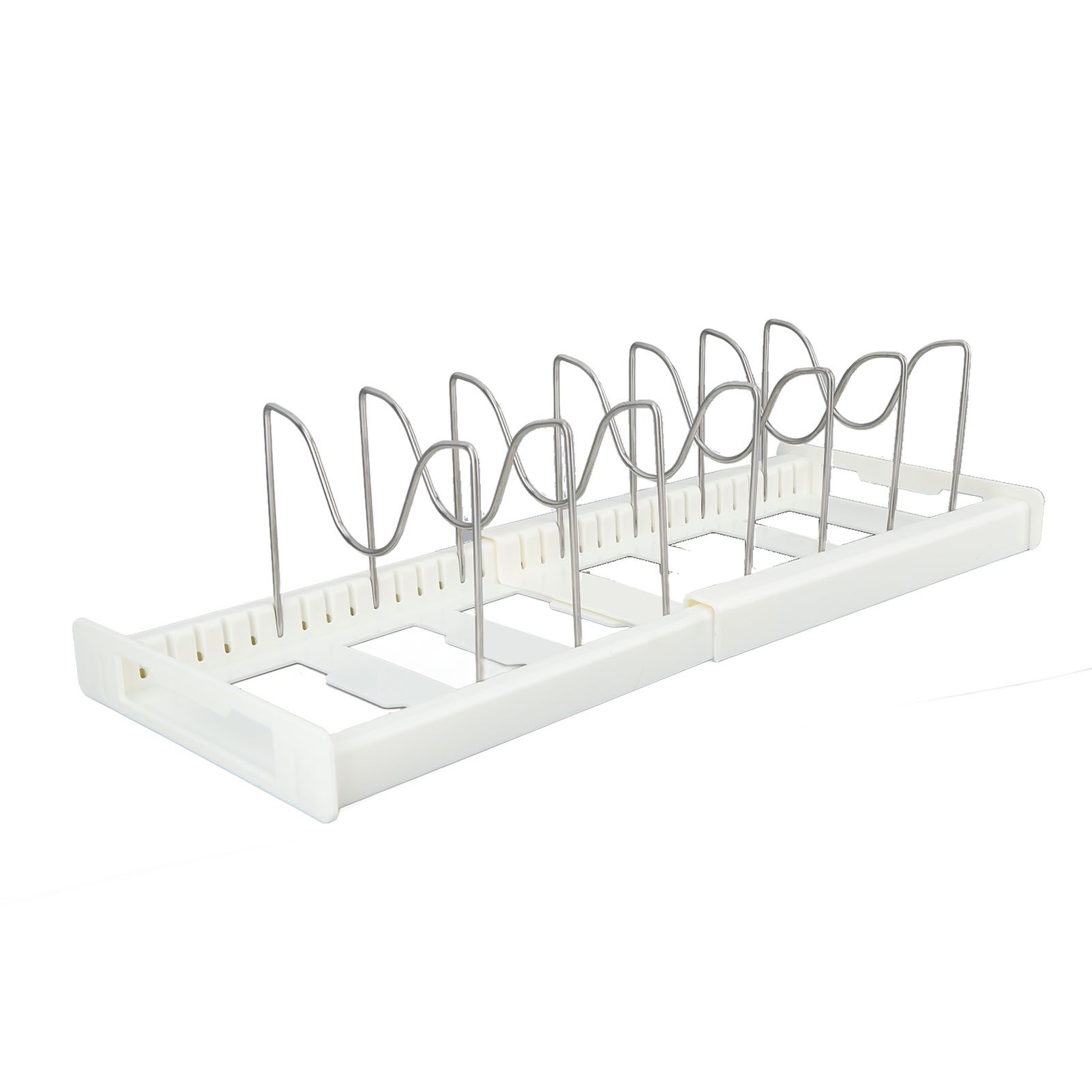 Expandable Pot Organizer Anti Slip Size Adjustable Multi Use Pot Lid Holder for Kitchen Canteen White - Image 2