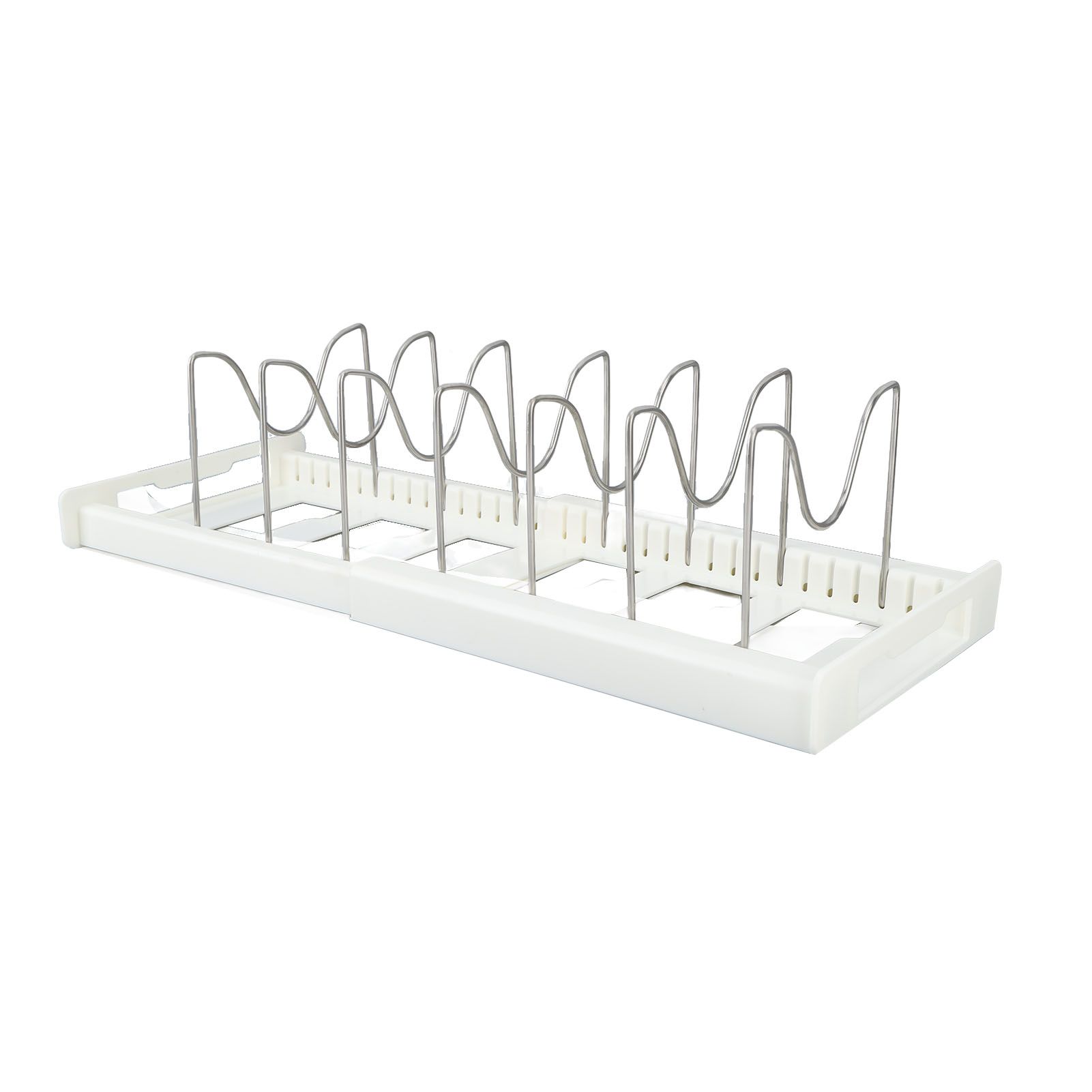 Expandable Pot Organizer Anti Slip Size Adjustable Multi Use Pot Lid Holder for Kitchen Canteen White - Image 3