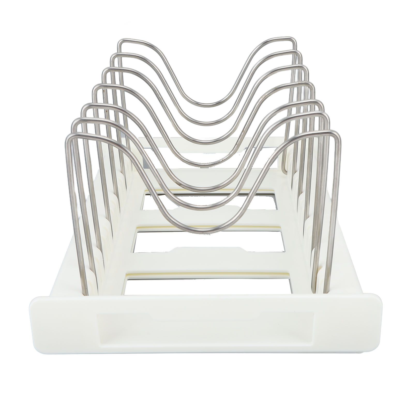 Expandable Pot Organizer Anti Slip Size Adjustable Multi Use Pot Lid Holder for Kitchen Canteen White - Image 6