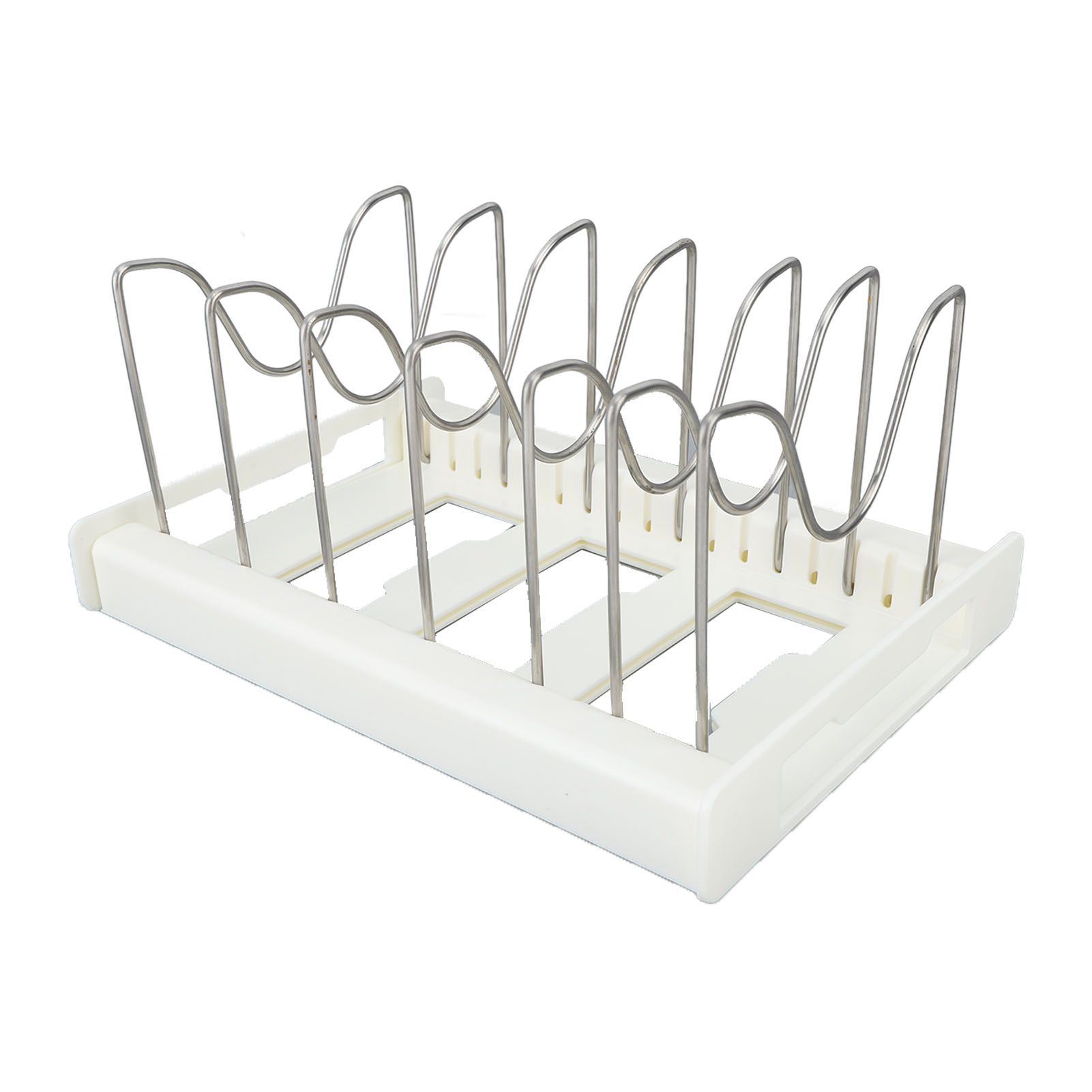 Expandable Pot Organizer Anti Slip Size Adjustable Multi Use Pot Lid Holder for Kitchen Canteen White - Image 8