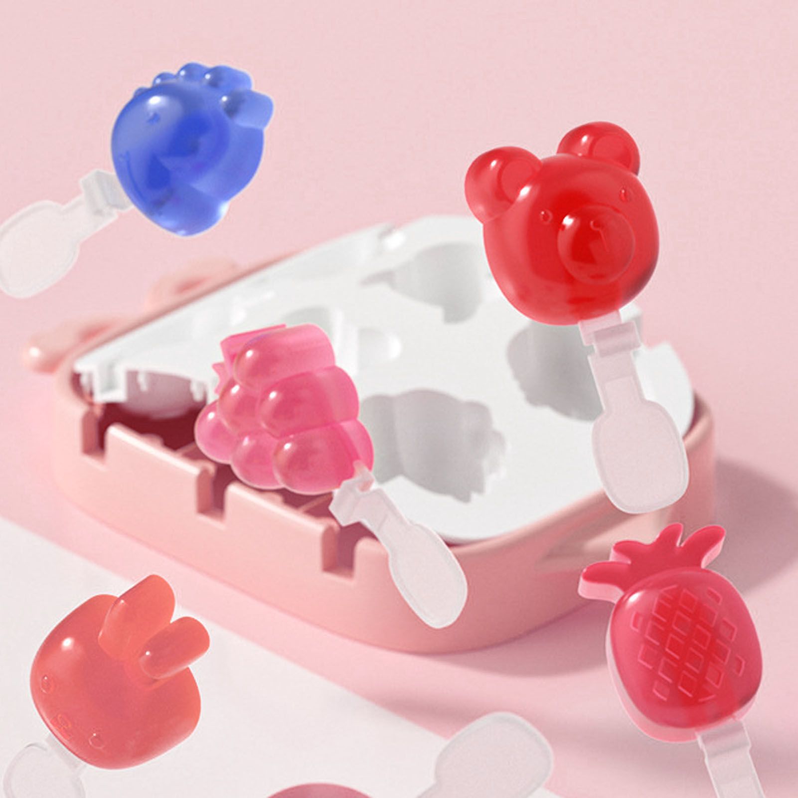 6 Cavities Ice Pop Molds Reusable Silicone Ice Pop Moulds Easy Release Homemade DIY Frozen Ice Cream Mold for Kids Adults Pink - Image 6