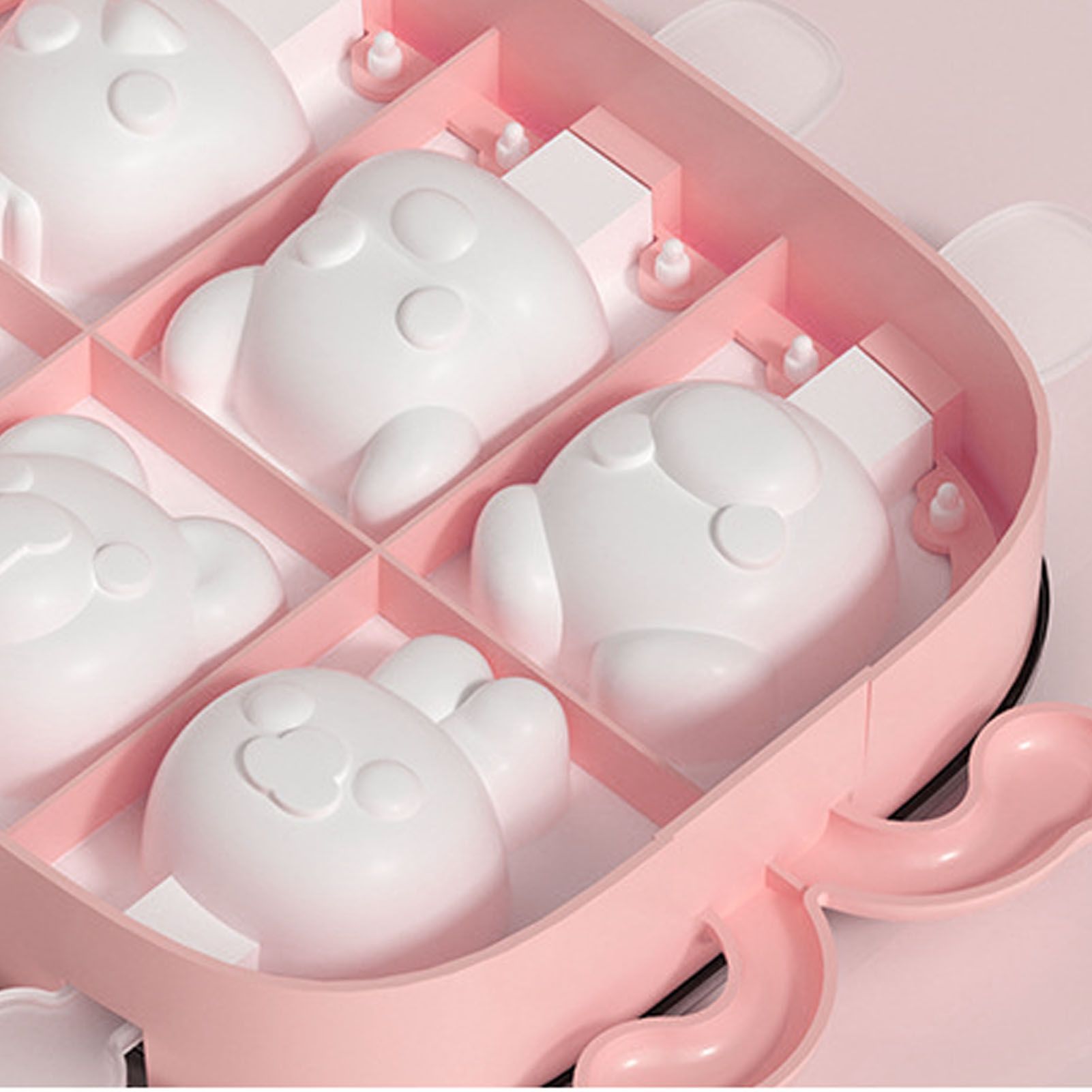 6 Cavities Ice Pop Molds Reusable Silicone Ice Pop Moulds Easy Release Homemade DIY Frozen Ice Cream Mold for Kids Adults Pink - Image 7