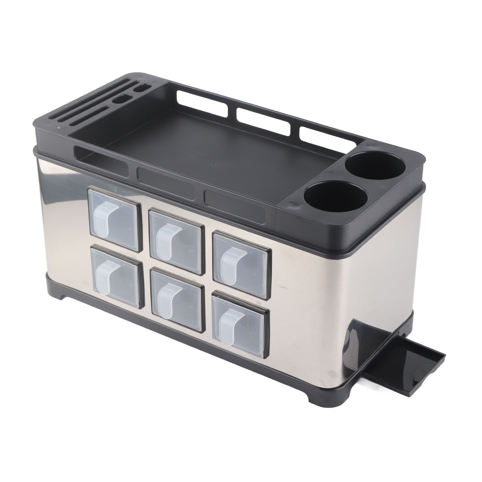 Spice Box Rack Stainless Steel Multifunctional Seasoning Bottle Holder Brush Jar Spoon Storage Organizer for Kitchen Counter Middle - Image 6