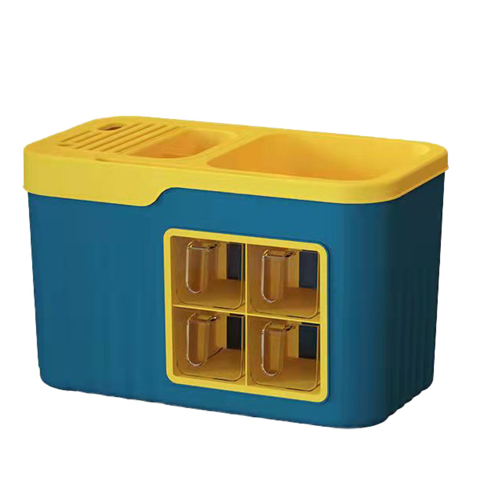 Kitchen Seasoning Storage Rack Plastic Seasoning Storage Rack Multifunctional Knife Rack Spice Organizer Storage Rack Blue and Yellow 4 Cells - Image 4