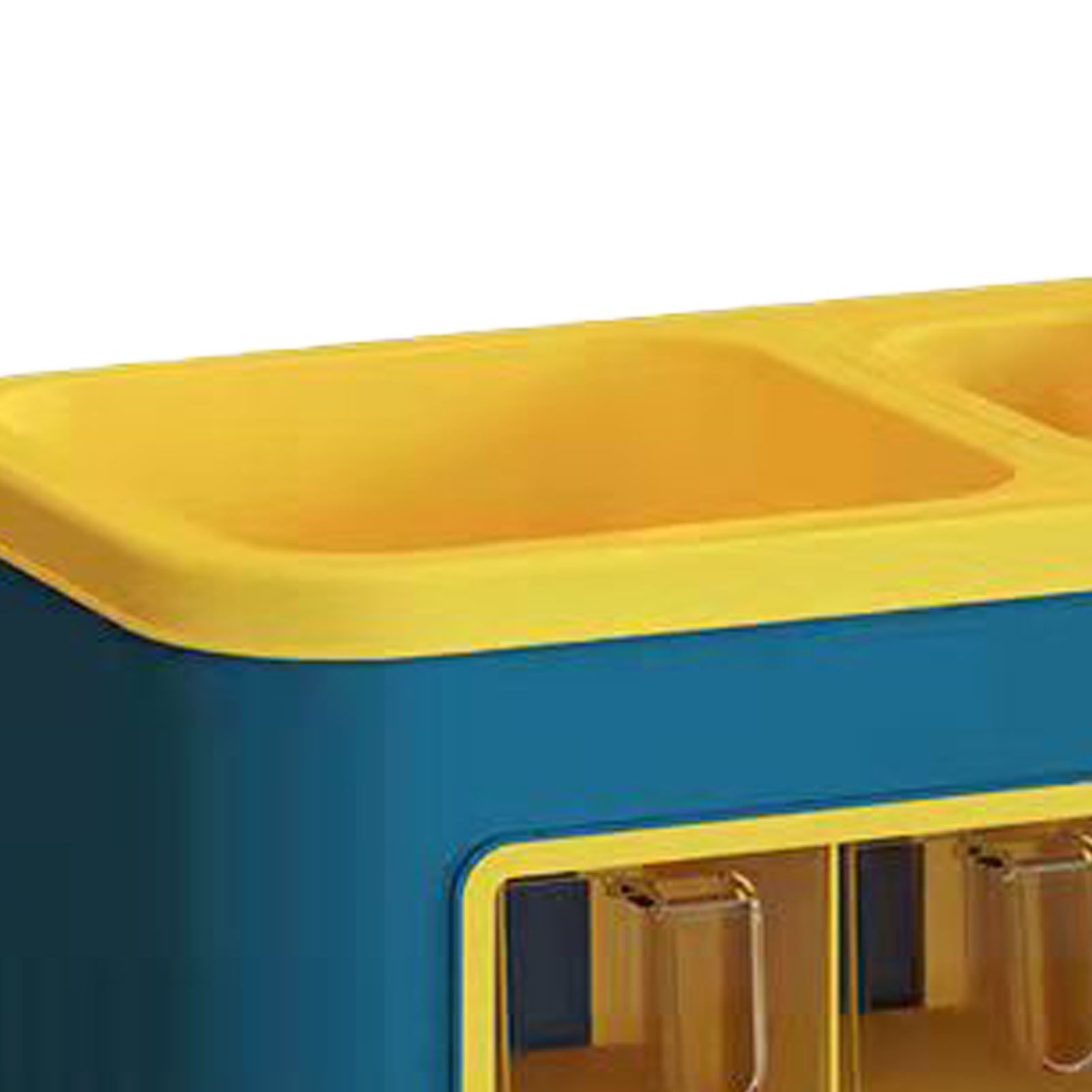 Kitchen Seasoning Storage Rack Plastic Seasoning Storage Rack Multifunctional Knife Rack Spice Organizer Storage Rack Blue and Yellow 4 Cells - Image 7