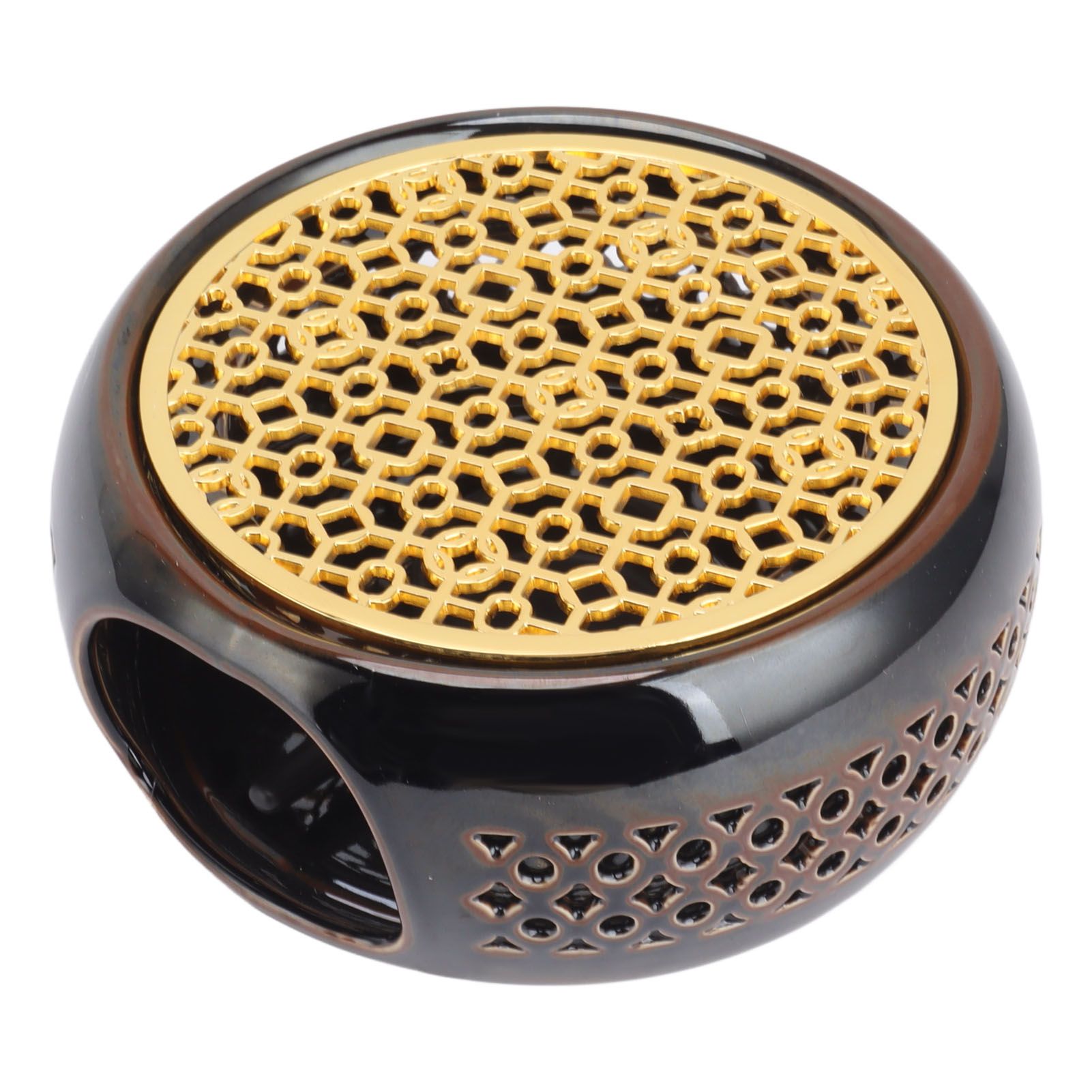 Bronze Brown Tea Light Teapot Warmer Hollow Concave Looking Ceramic Tea Tealight Coffee Heater - Image 3