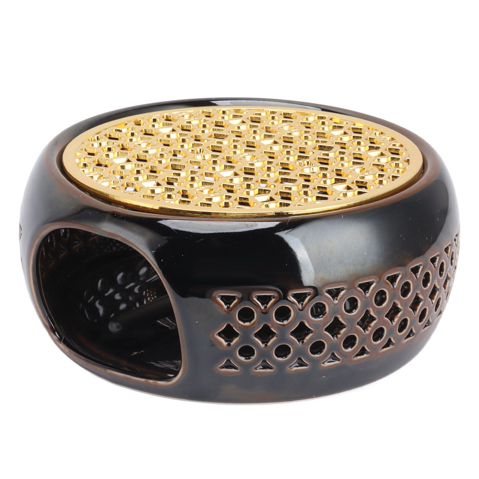 Bronze Brown Tea Light Teapot Warmer Hollow Concave Looking Ceramic Tea Tealight Coffee Heater - Image 6