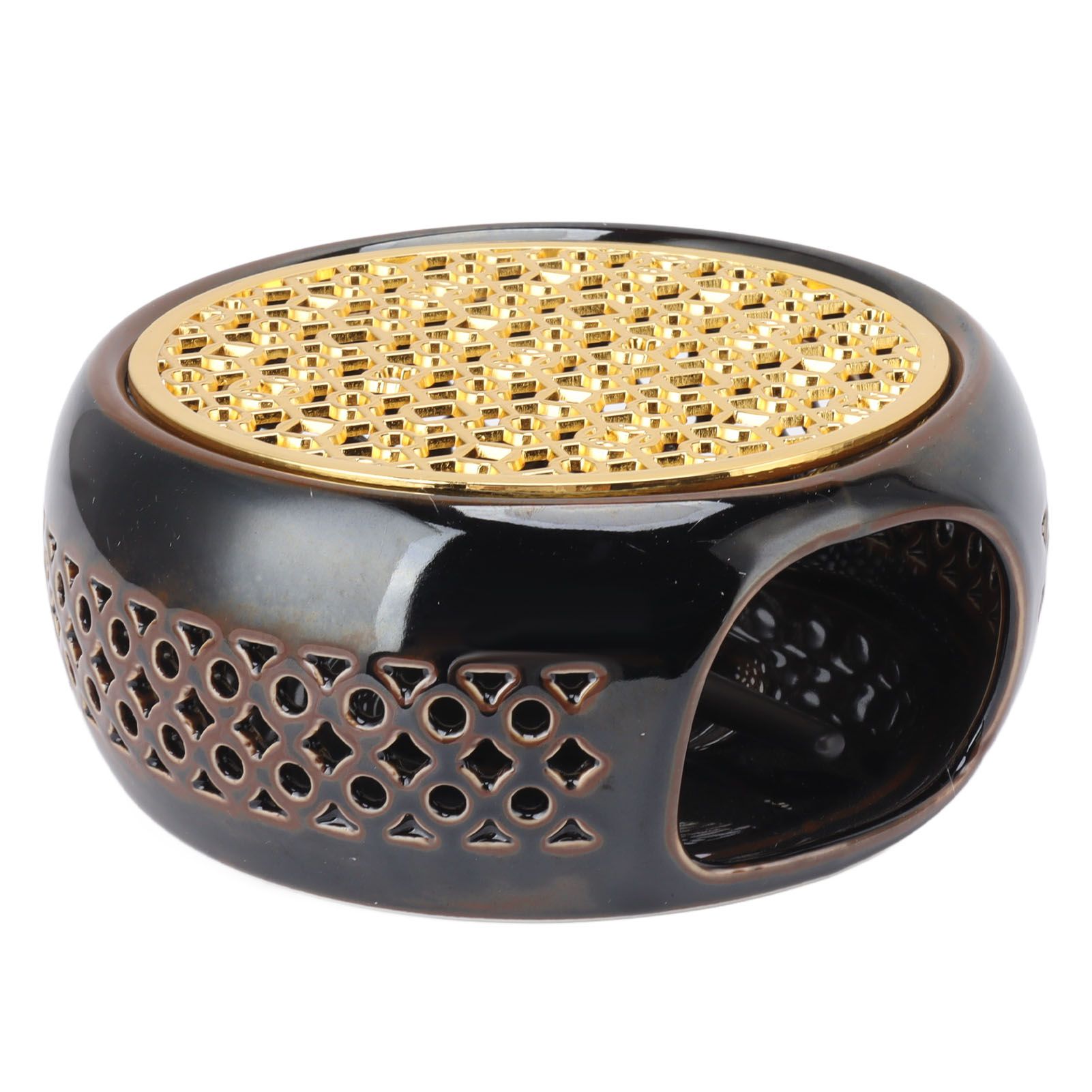 Bronze Brown Tea Light Teapot Warmer Hollow Concave Looking Ceramic Tea Tealight Coffee Heater - Image 7