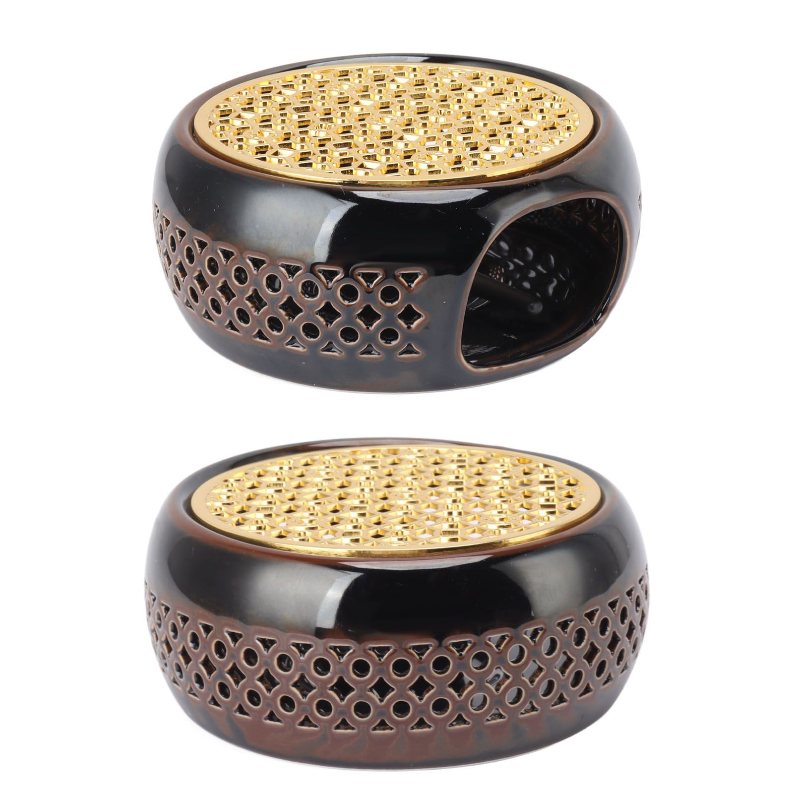 Bronze Brown Tea Light Teapot Warmer Hollow Concave Looking Ceramic Tea Tealight Coffee Heater - Image 8