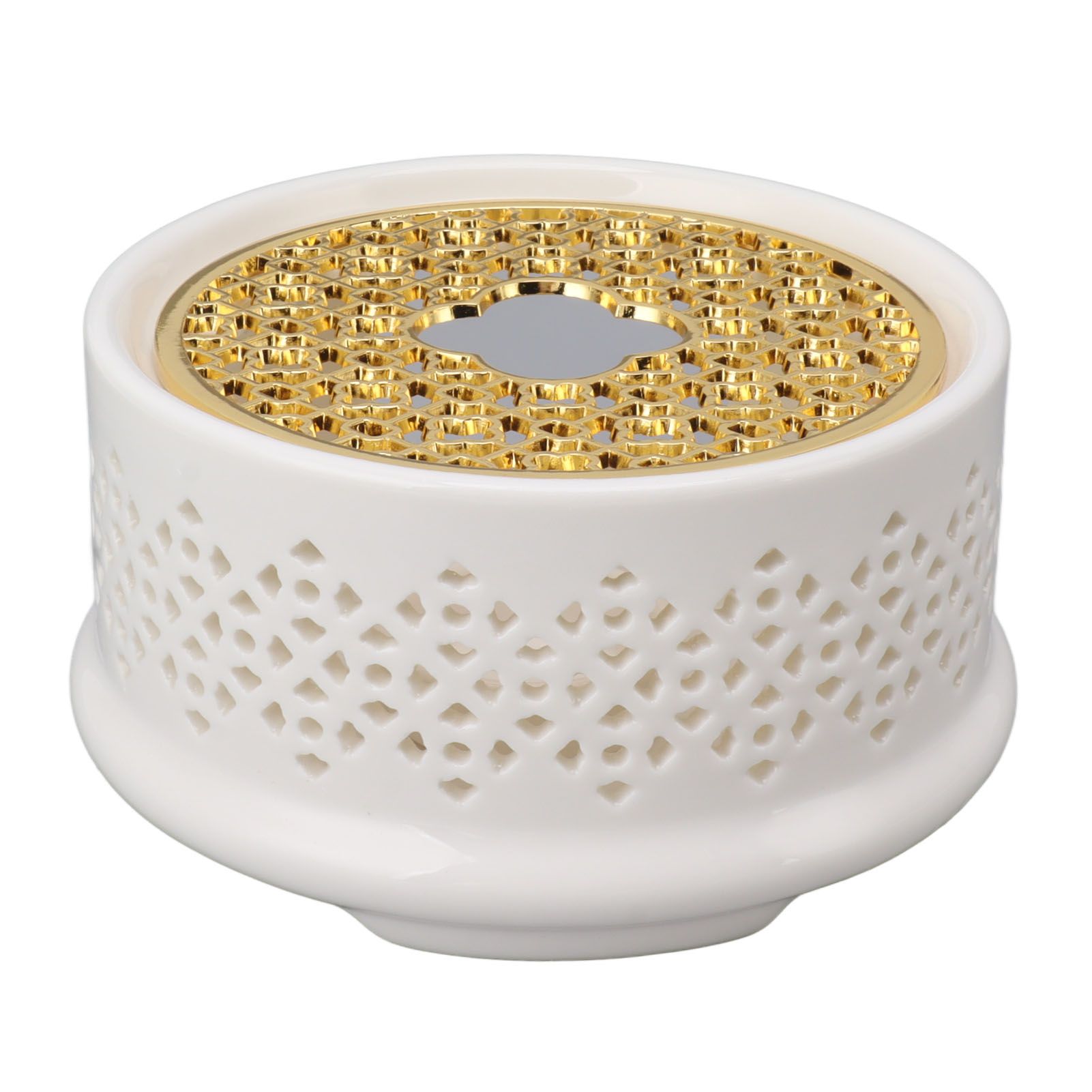 Teapot Warmer Tea Coffee Warmer Base Ceramic Heater with Spoon Lid and Candle Holder White - Image 4