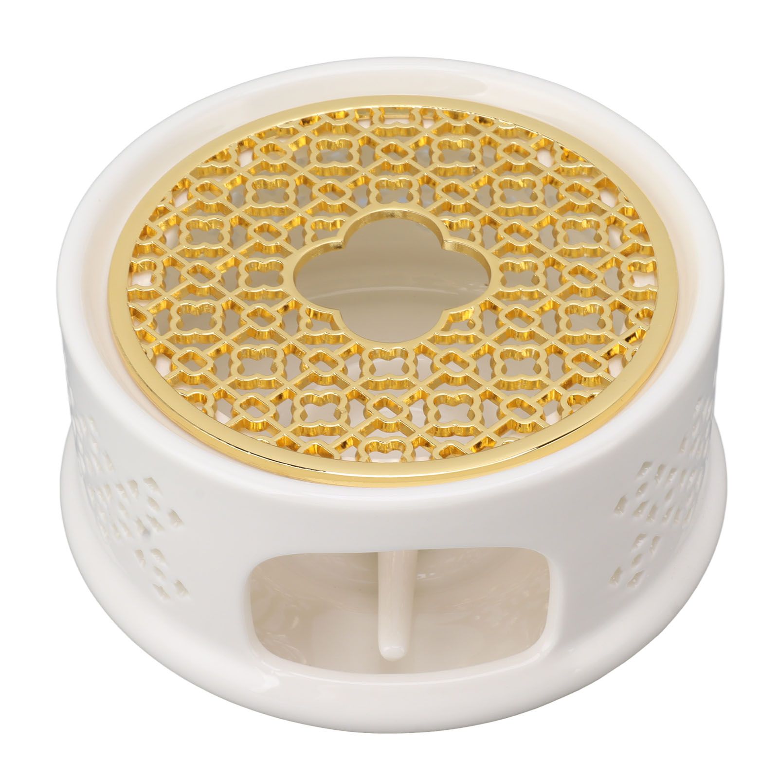 Teapot Warmer Tea Coffee Warmer Base Ceramic Heater with Spoon Lid and Candle Holder White - Image 7