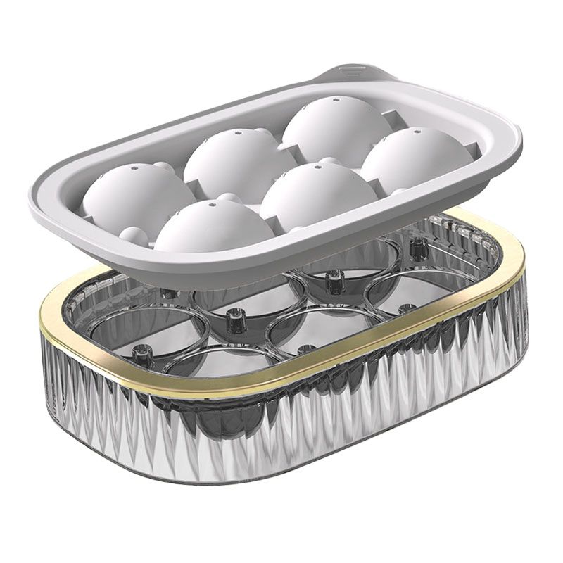 Ice Ball Maker Round Ice Cube Mold Tray for Home Bar Cocktails Bourbon Whiskey Drink Six Balls - White - Image 2