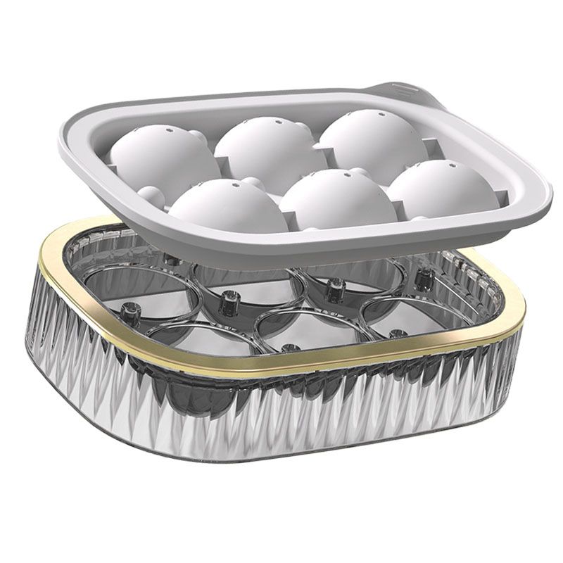 Ice Ball Maker Round Ice Cube Mold Tray for Home Bar Cocktails Bourbon Whiskey Drink Six Balls - White - Image 3