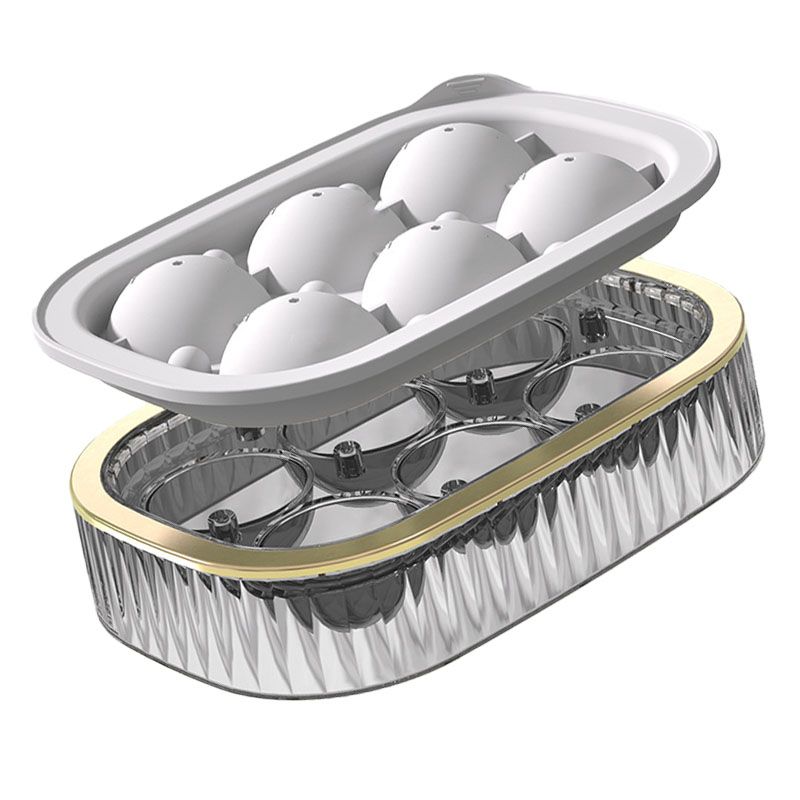 Ice Ball Maker Round Ice Cube Mold Tray for Home Bar Cocktails Bourbon Whiskey Drink Six Balls - White - Image 4