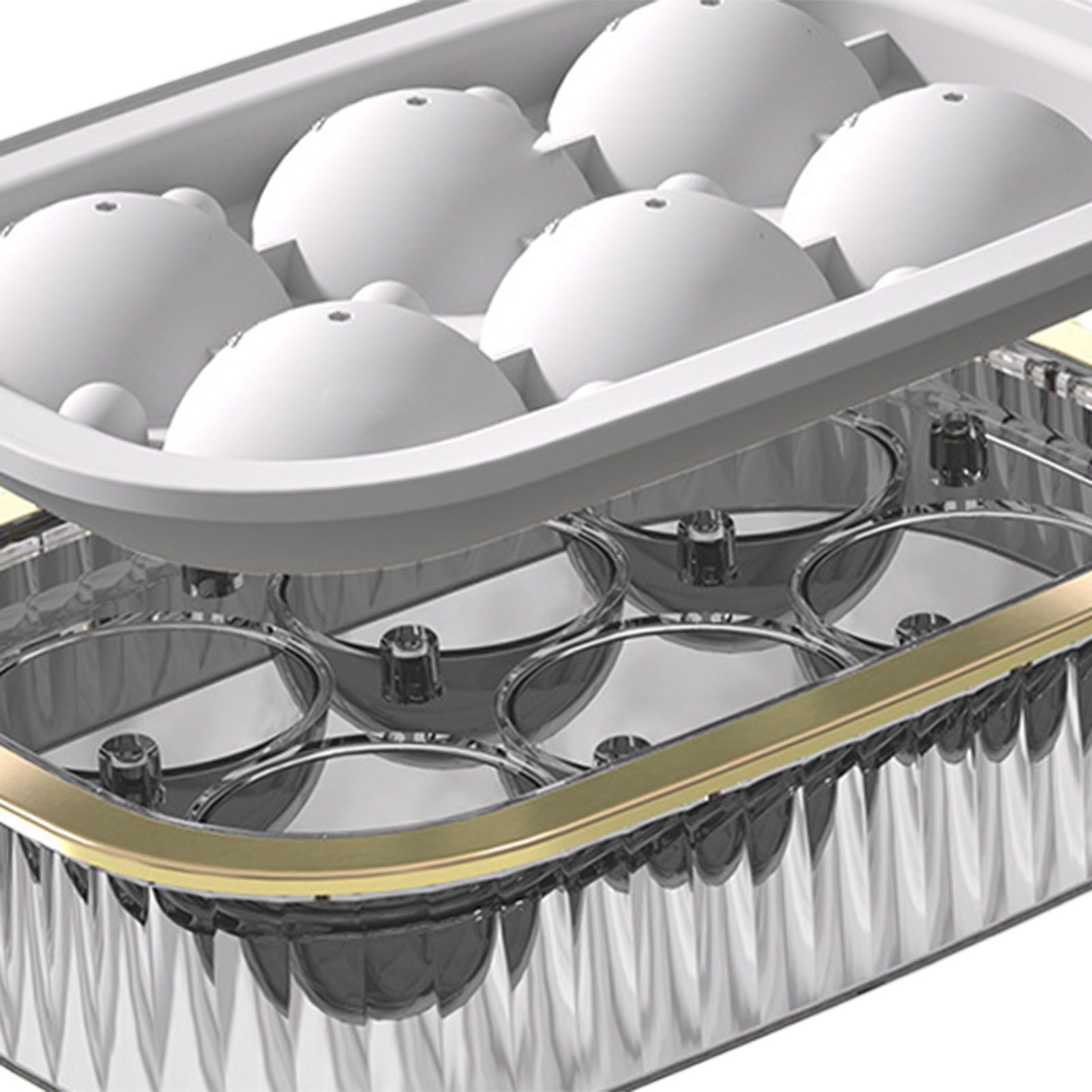 Ice Ball Maker Round Ice Cube Mold Tray for Home Bar Cocktails Bourbon Whiskey Drink Six Balls - White - Image 8