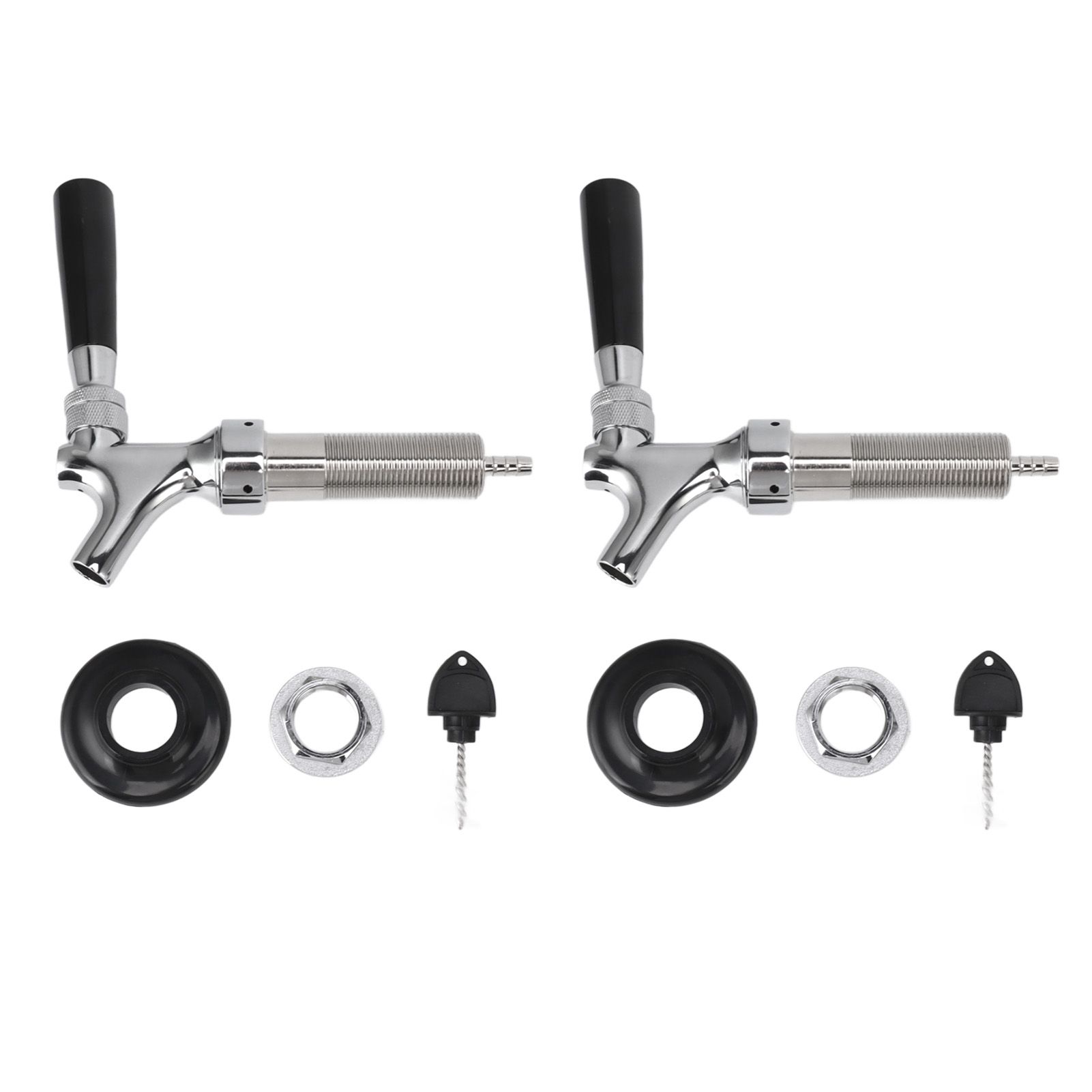 2 Set Beer Tap Stainless Steel Good Sealing 4‑1/8inch Shank 1/4 Barb Beer Faucet G1/2 Thread - Image 1