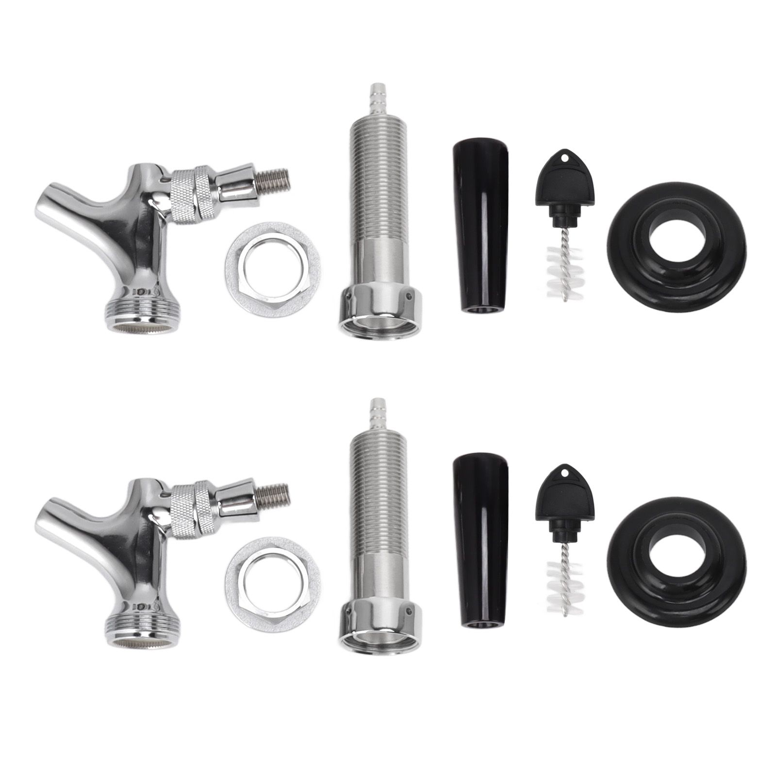 2 Set Beer Tap Stainless Steel Good Sealing 4‑1/8inch Shank 1/4 Barb Beer Faucet G1/2 Thread - Image 2