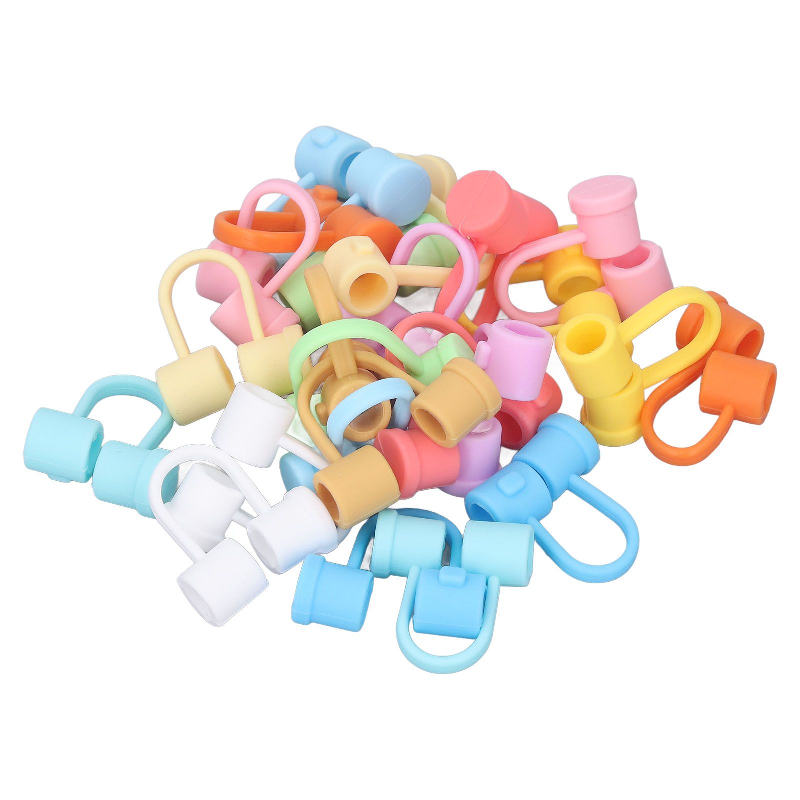 Straw Covers Dustproof Decorative Splash Proof Odorless Reusable Straw Toppers for Party ShoppingTravelling Camping 24 Rainbow Coloured Straw Caps - Image 1