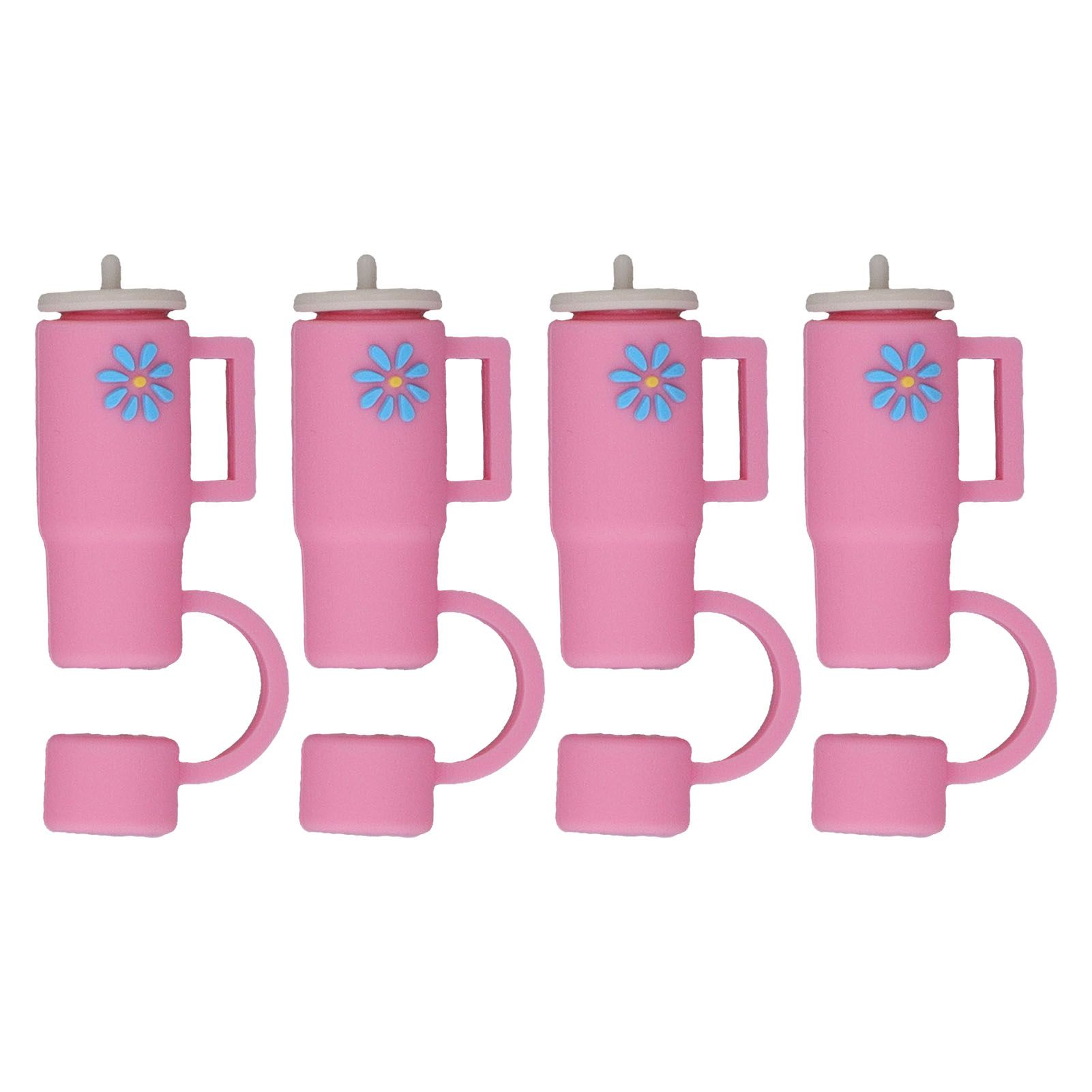 Straw Covers Dustproof Decorative Splash Proof Odorless Reusable Straw Toppers for Party ShoppingTravelling Camping 4 Cup Straw Caps - Image 1