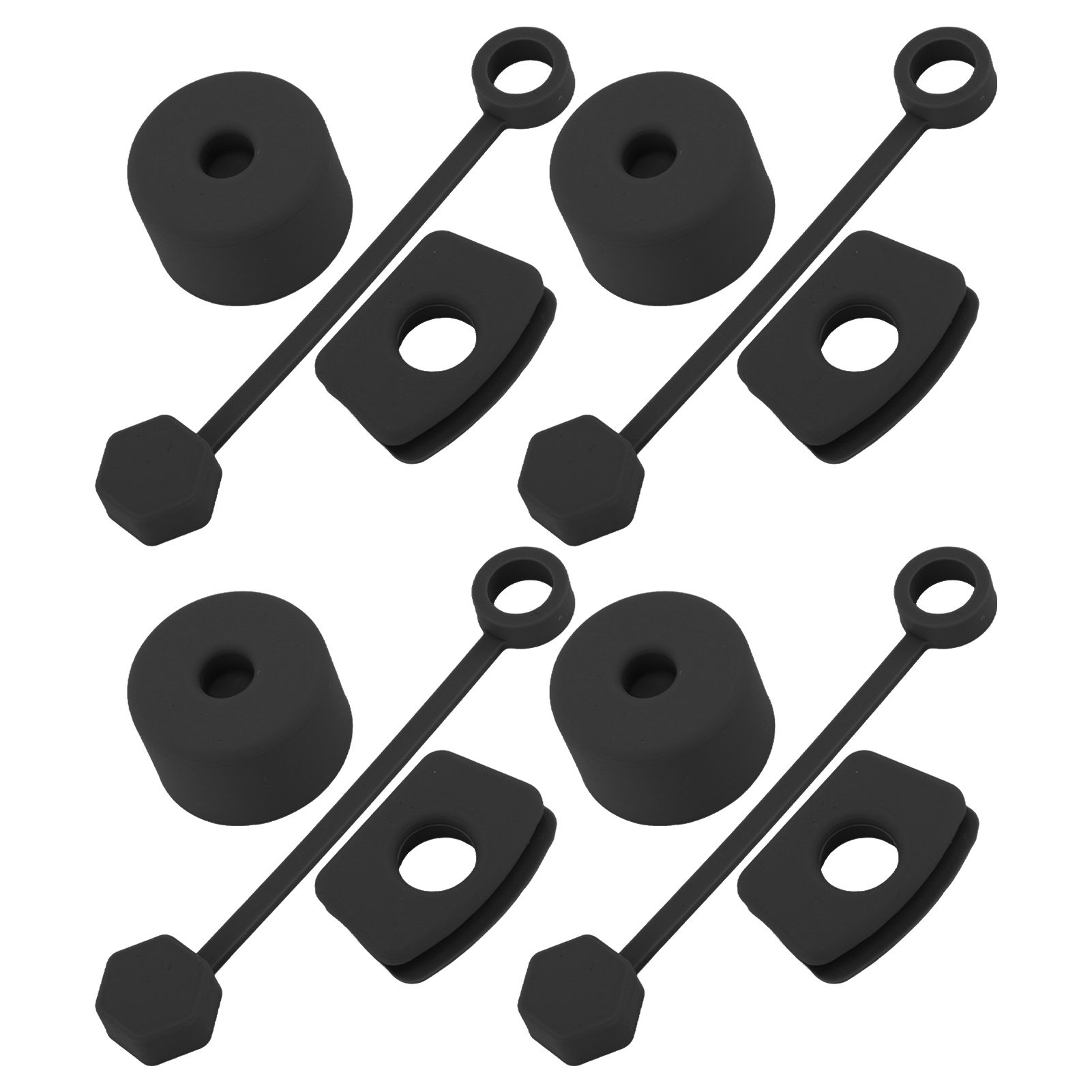 4 Set Silicone Spill Proof Stopper Set Tumbler Accessories Including Straw Cover Cap Square Leak Stopper Round Lid Stopper Plug Black - Image 1
