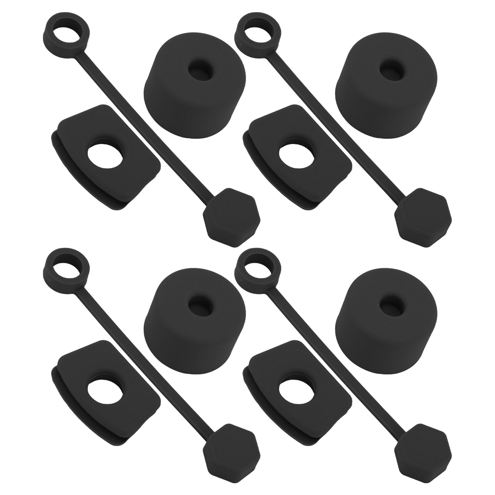 4 Set Silicone Spill Proof Stopper Set Tumbler Accessories Including Straw Cover Cap Square Leak Stopper Round Lid Stopper Plug Black - Image 2