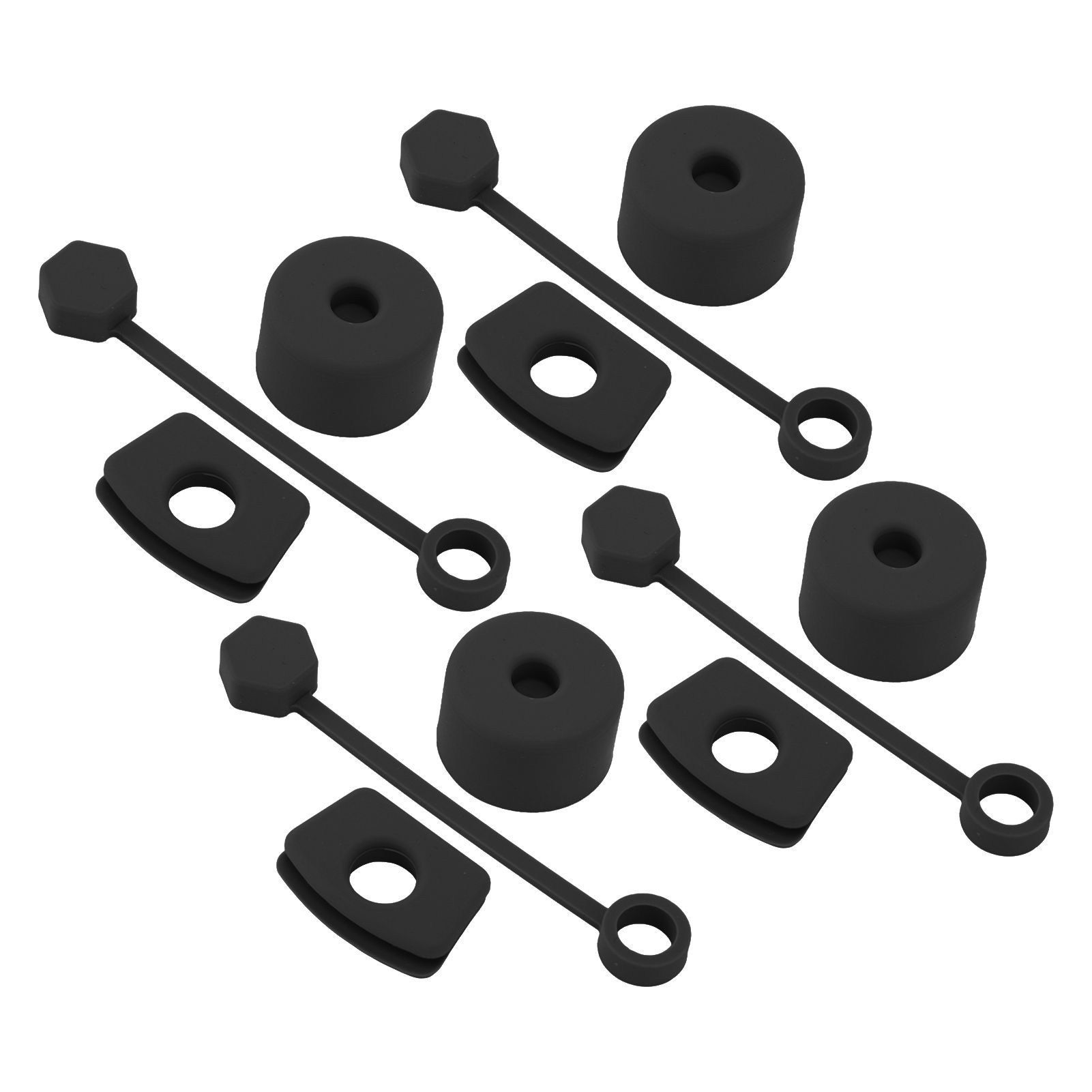 4 Set Silicone Spill Proof Stopper Set Tumbler Accessories Including Straw Cover Cap Square Leak Stopper Round Lid Stopper Plug Black - Image 3